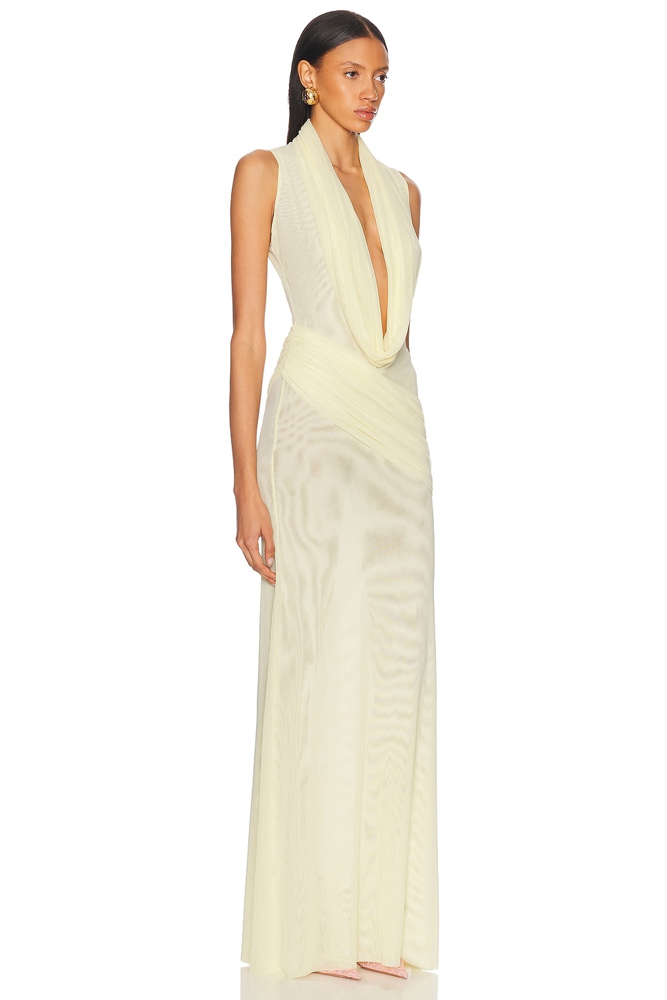 Plunge Neckline Sleeveless Gown - 2