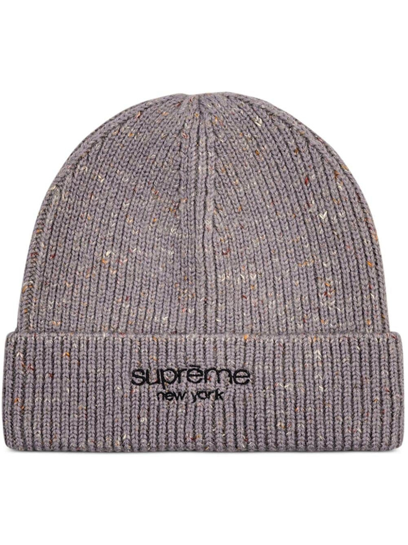 Rainbow Speckle "Grey" wool beanie - 1