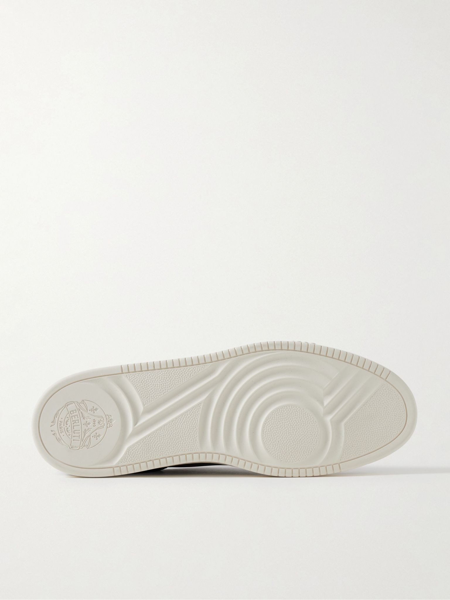 The Playtime Scritto Suede-Trimmed Venezia Leather Sneakers Gray - 3
