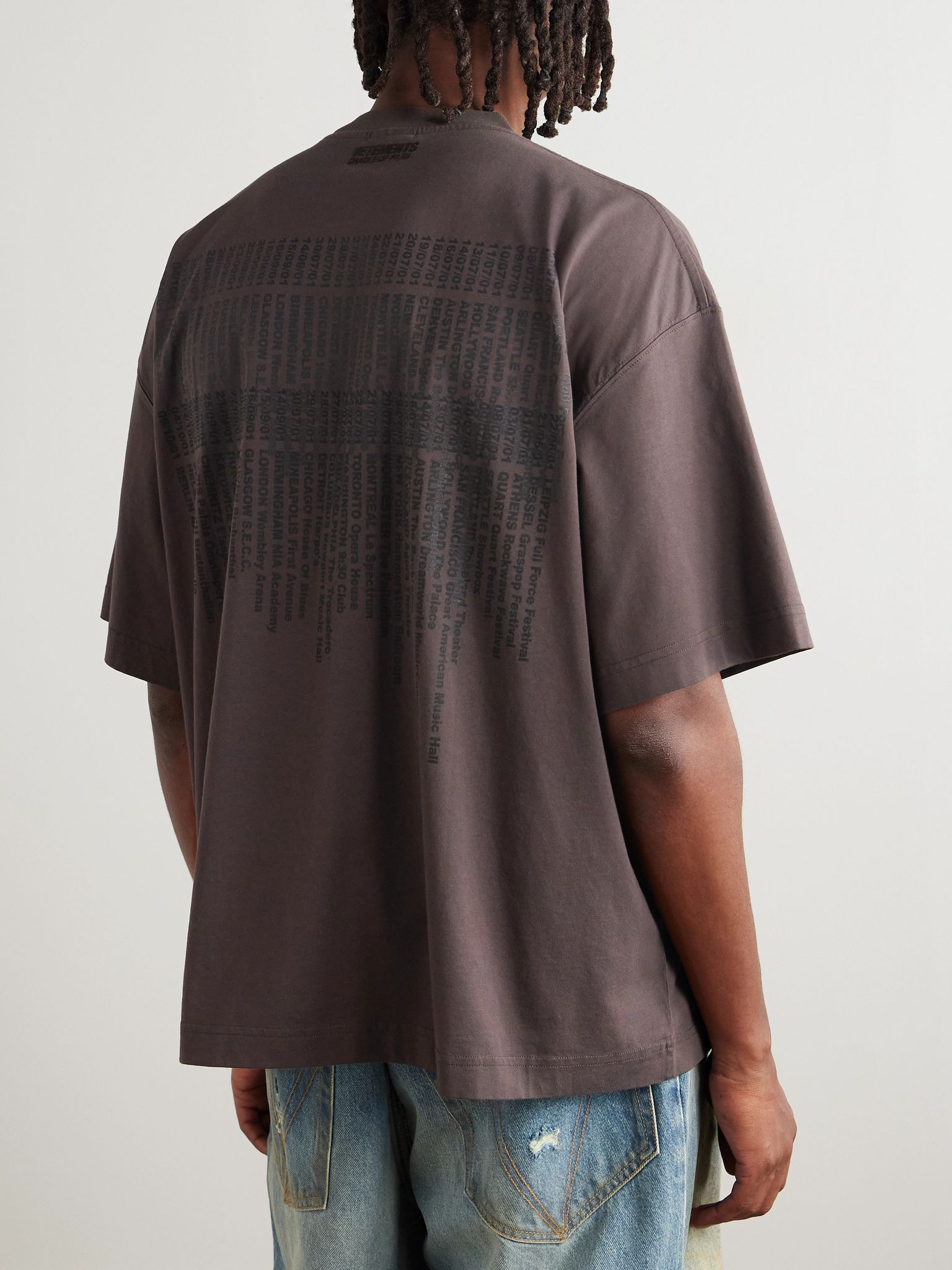Oversized Logo-Print Cotton-Jersey T-Shirt Brown - 3