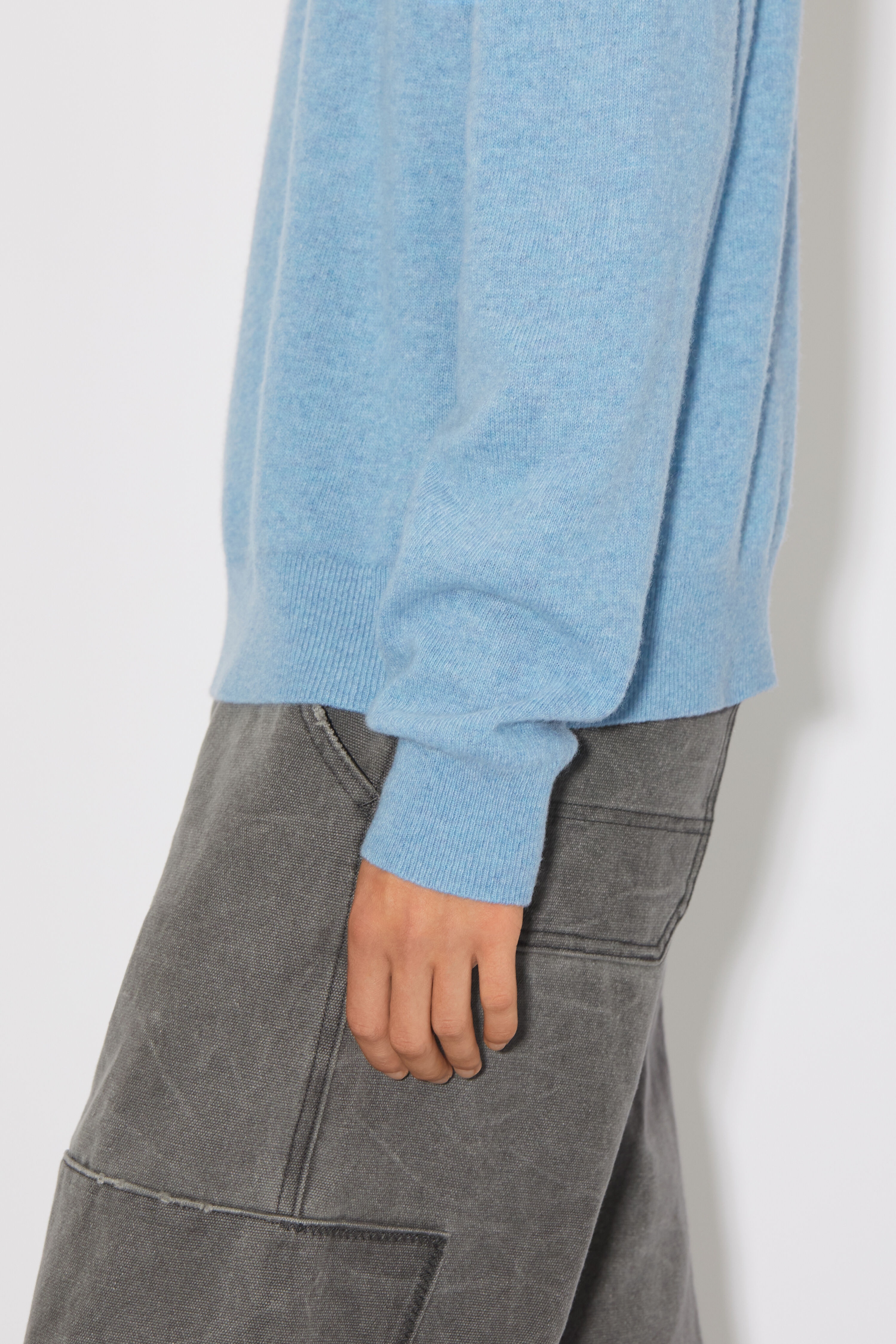 Crew neck knit jumper - Steel blue melange - 4