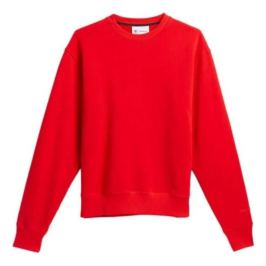 adidas originals x Pharrell Williams Crossover Solid Color Loose Sports Round Neck Pullover Red HF99 - 1