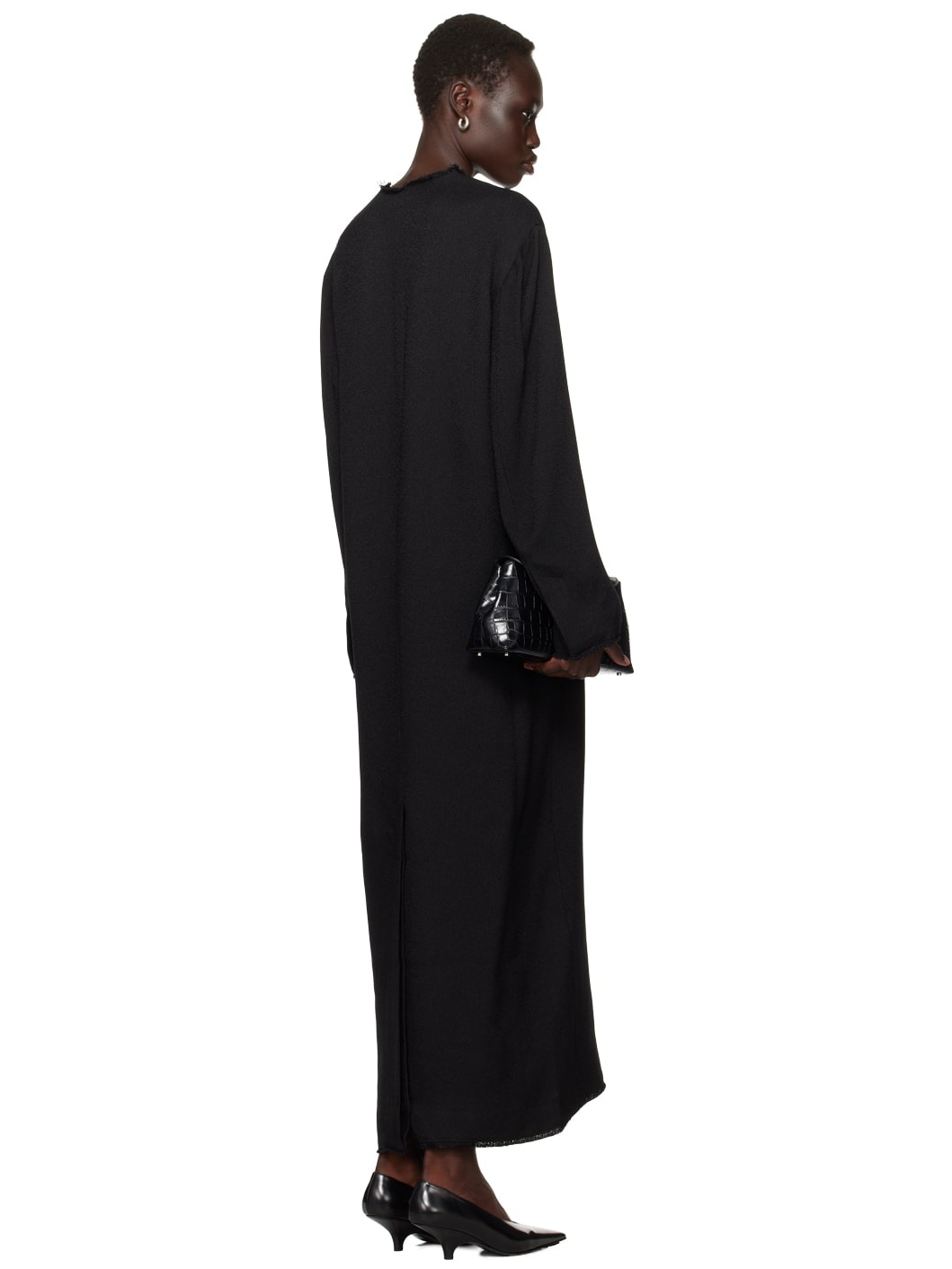 Black Broad Sablé Maxi Dress - 3