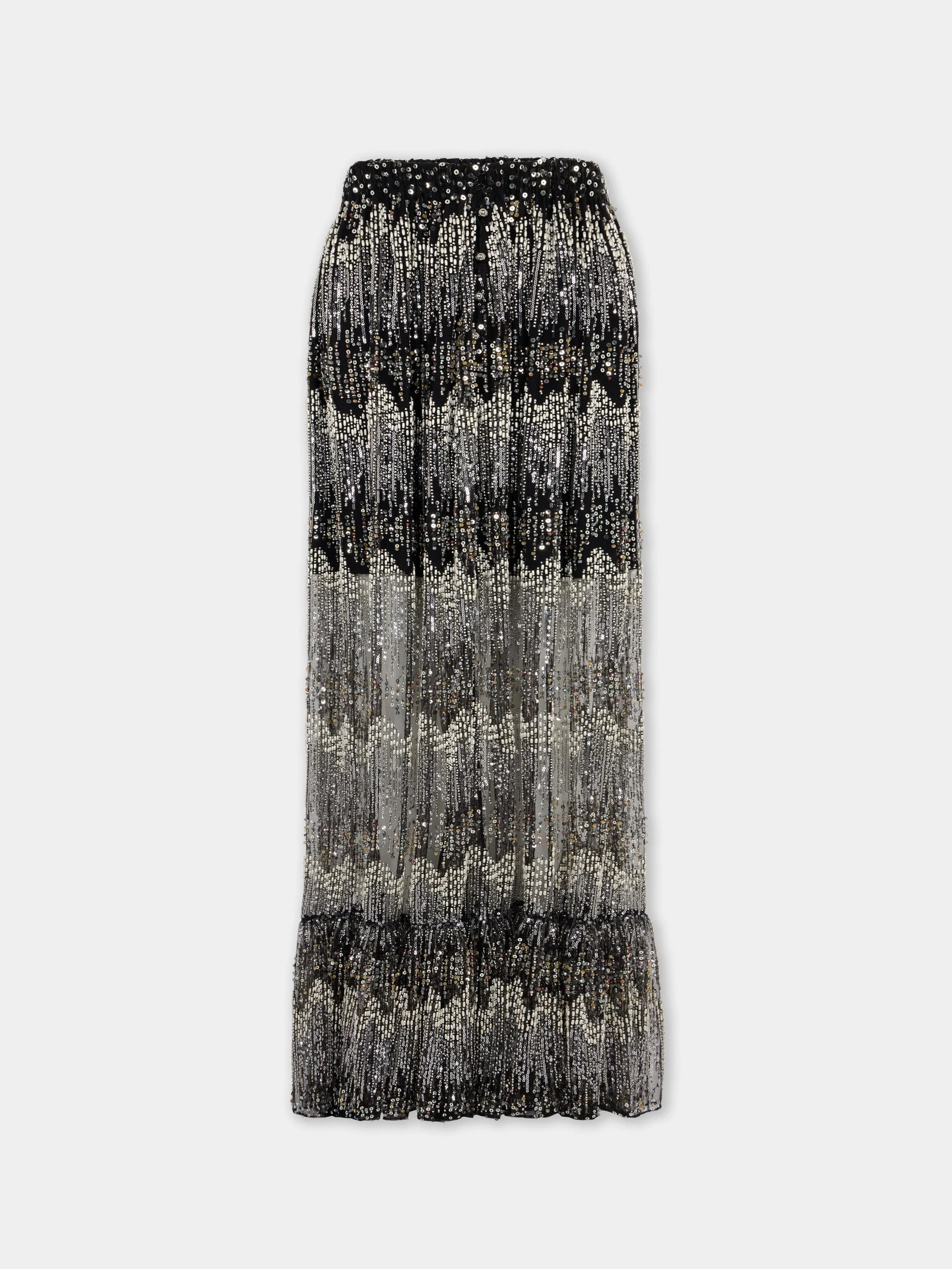 LONG FLUID SKIRT WITH EMBROIDERY DETAILS - 1