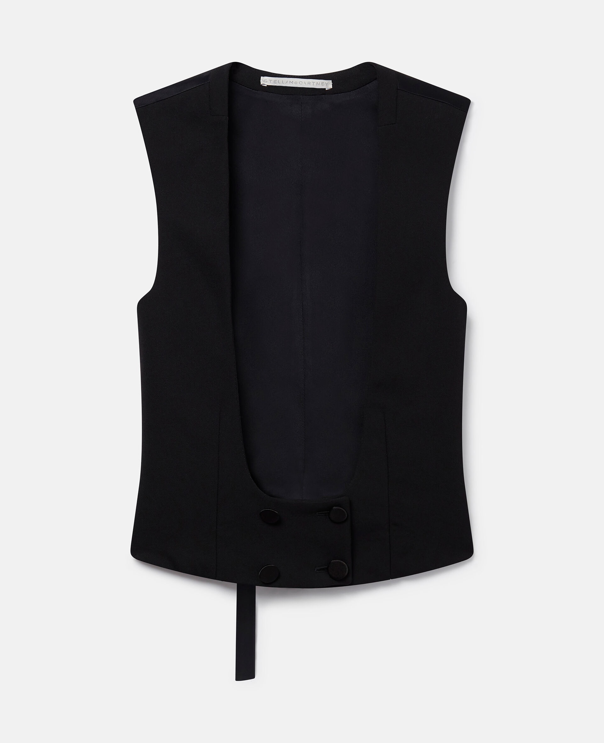 Buttoned Wool Tuxedo Waistcoat - 1