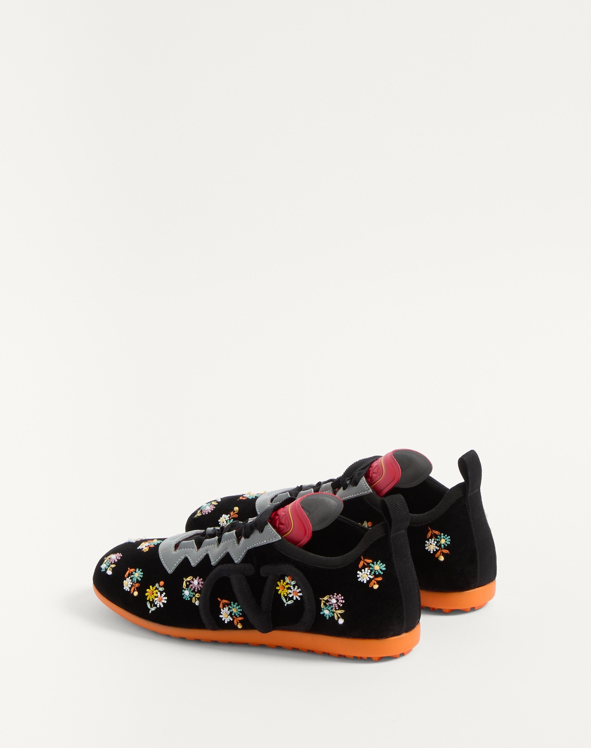 CHROMATHON VELVET SNEAKER WITH FLORAL EMBROIDERY - 6