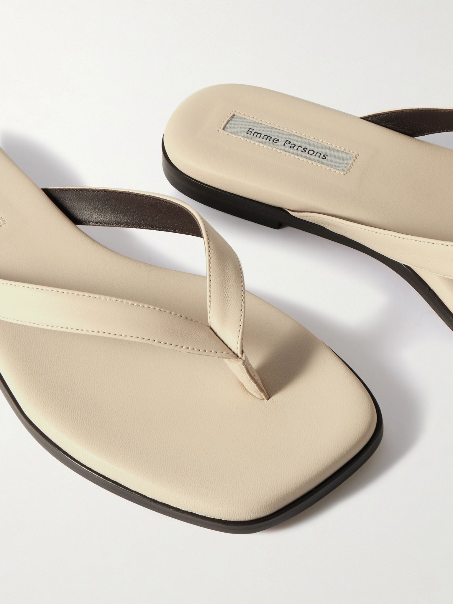 Meta leather flip flops Ivory - 4
