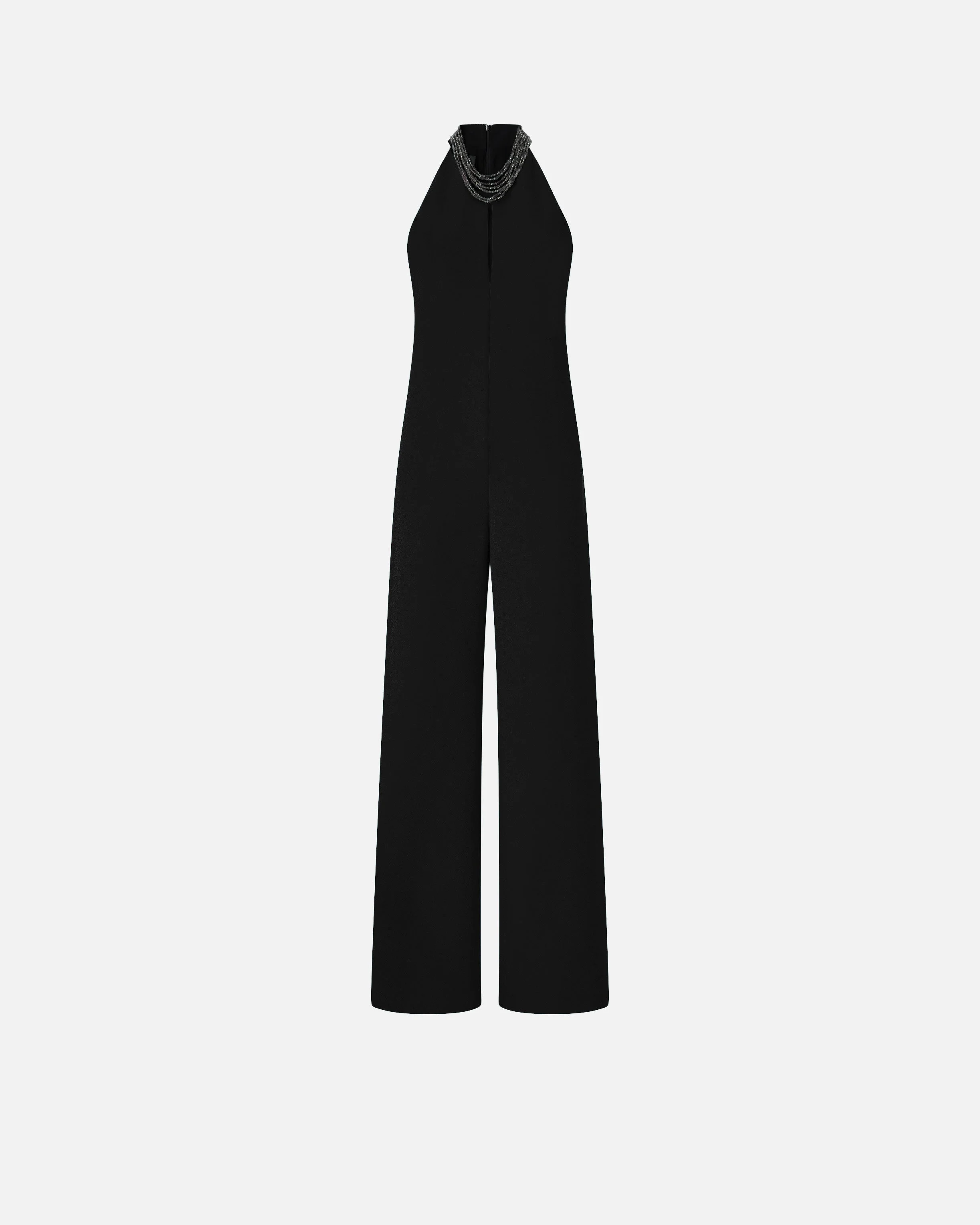 LONG PLAYSUIT WITH HALTERNECK AND JEWEL DECORATION - 1