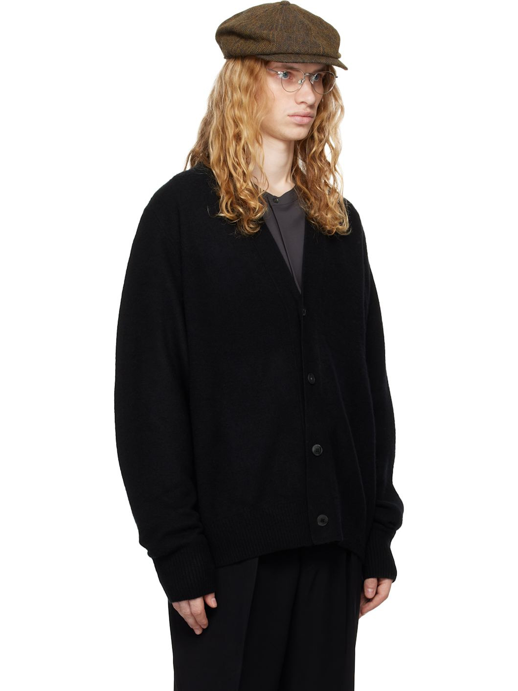 Black Oneside Raglan Sleeve Cardigan - 4