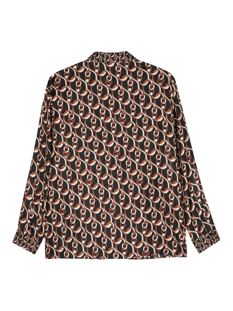 GUCCI Interlocking G chain-print silk shirt outlook
