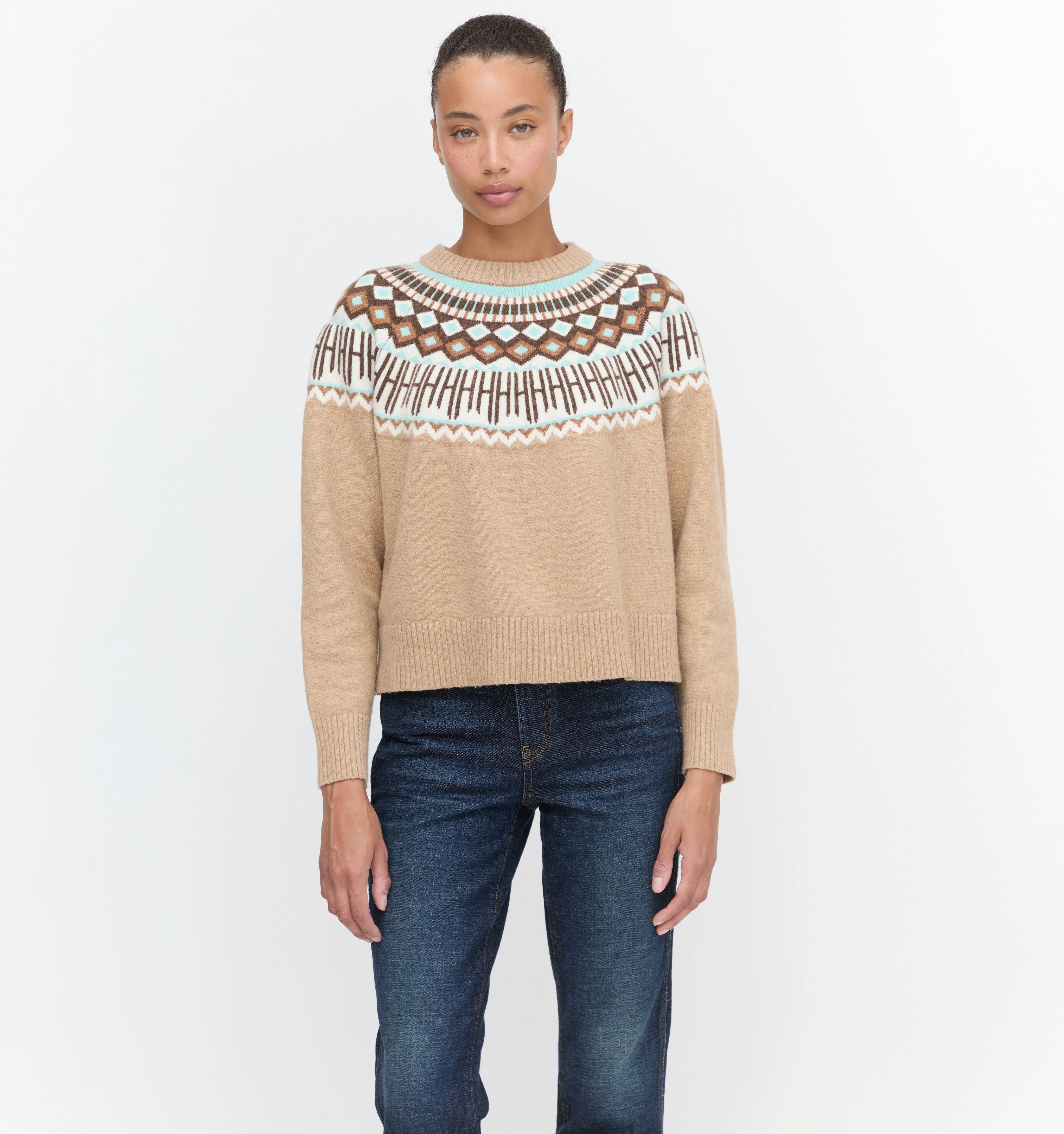 The Klaire Sweater - Camel Fair Isle - 1