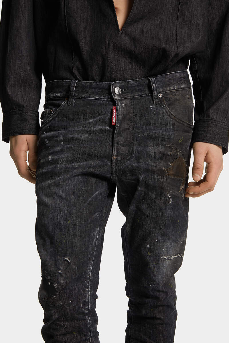 BLACK NIRVANA WASH SKATER JEANS - 5