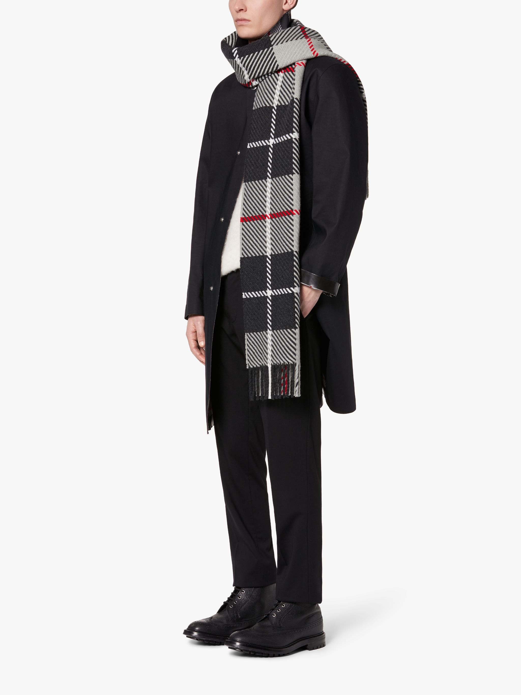 BARCLAY GREY CHECK MERINO WOOL & CASHMERE SCARF | ACC-022 - 4