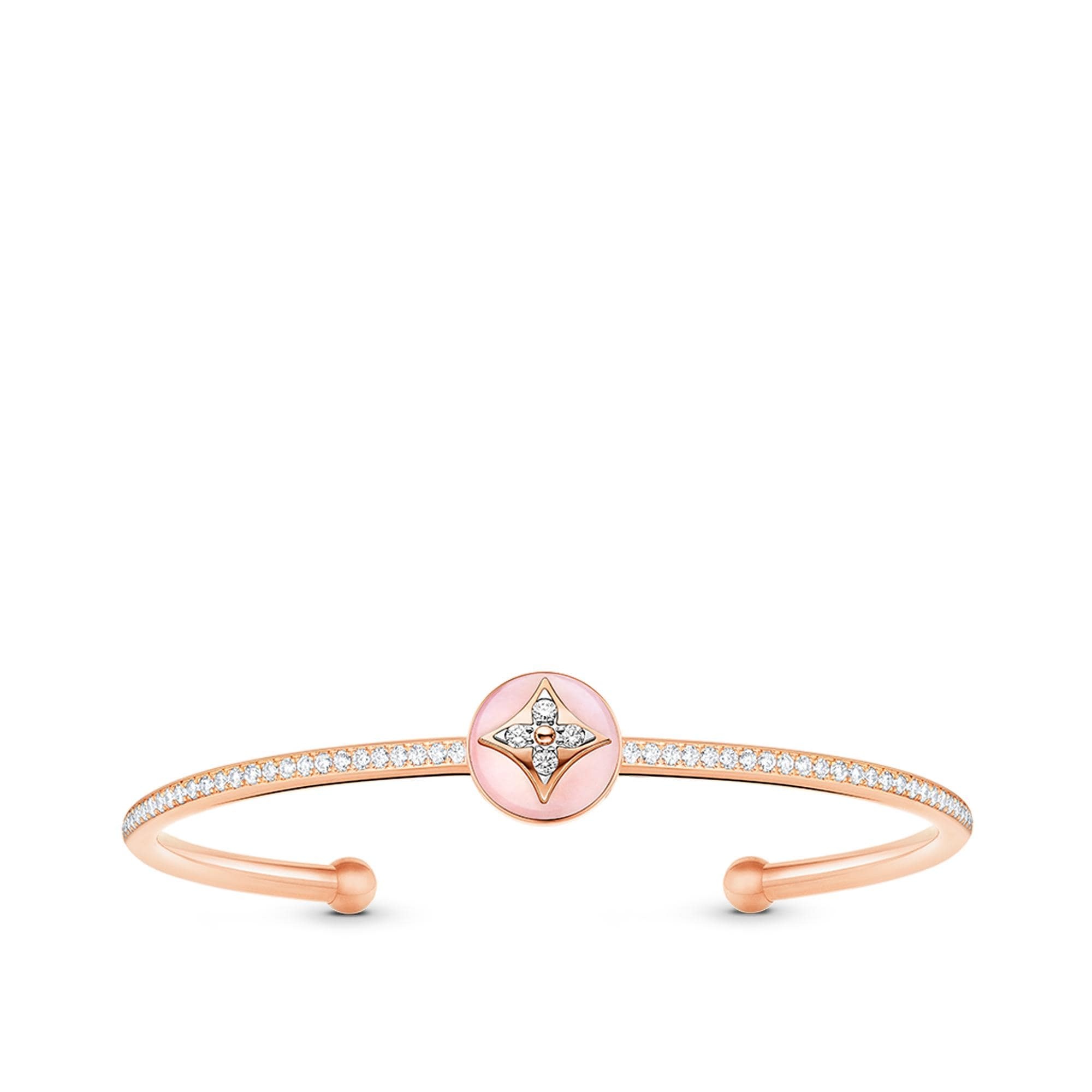 B Blossom Open Bangle, Pink Gold, White Gold, Pink Opal And Diamonds - 1