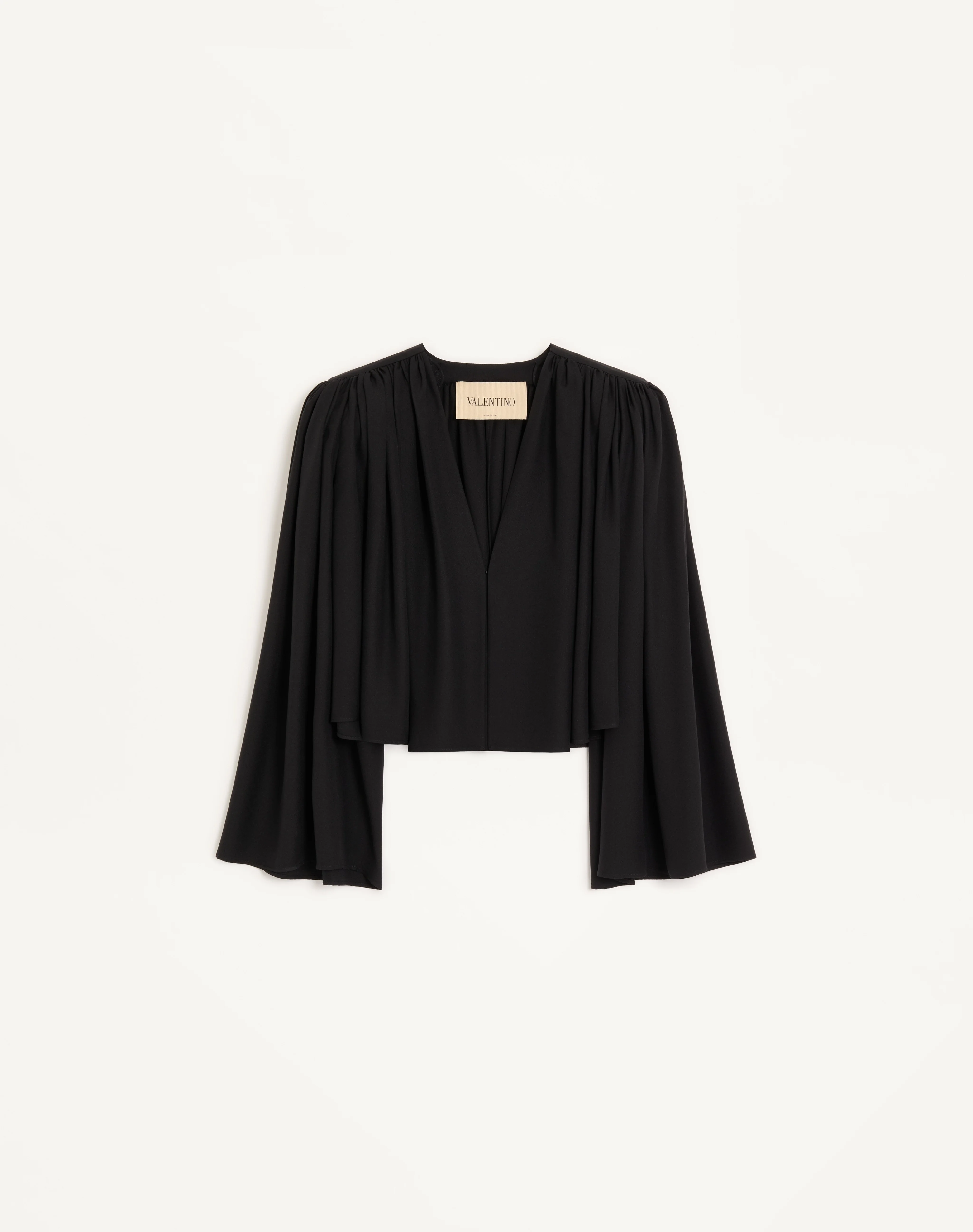 SATIN SABLÉ JACKET WITH GATHERED DETAIL - 1
