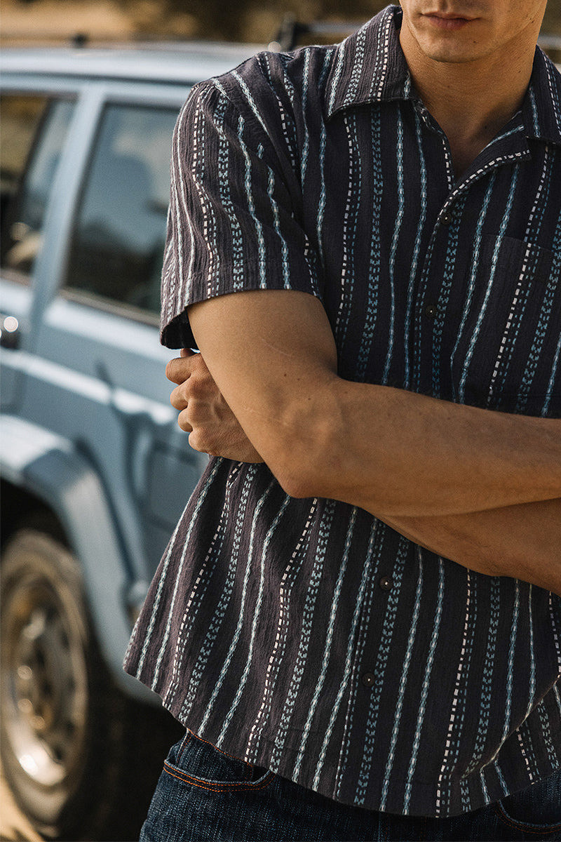 The Wrench Gauze Dobby Stripe Shirt - Charcoal 6