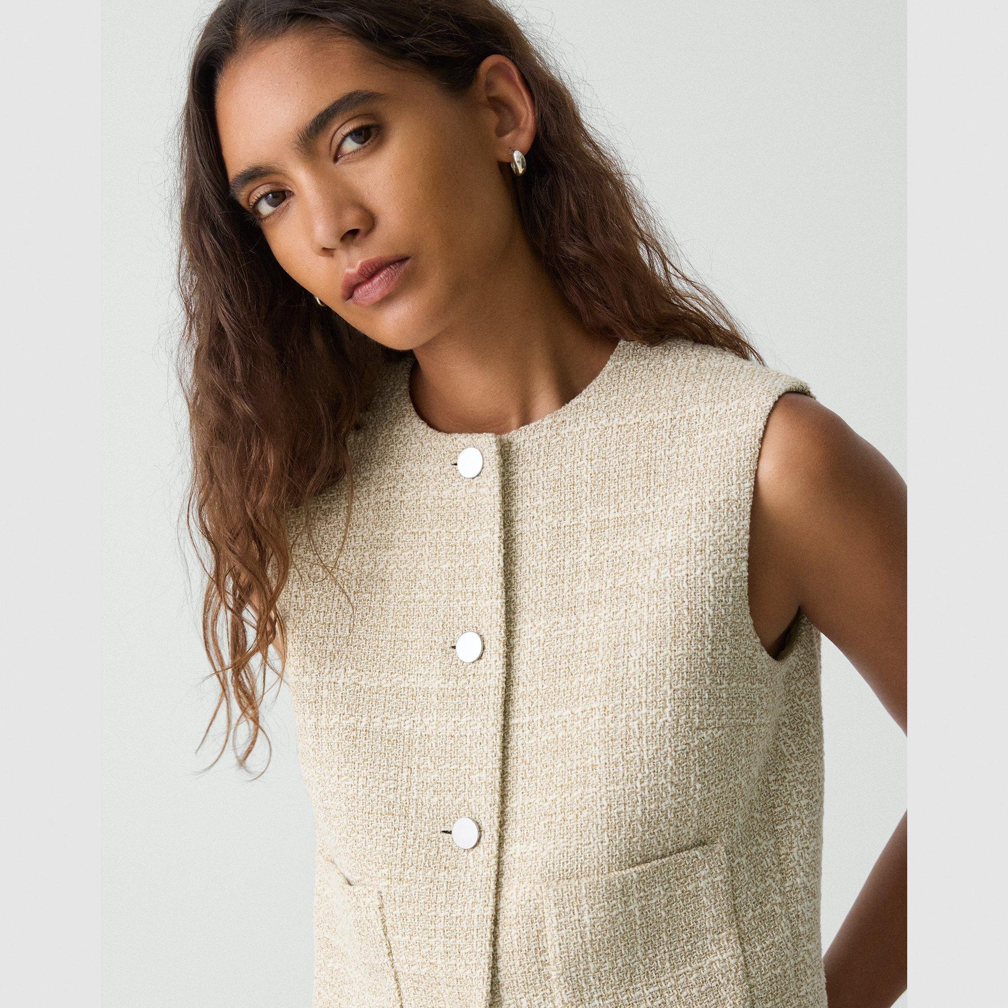 Patch Pocket Vest in Texture Tweed - 5