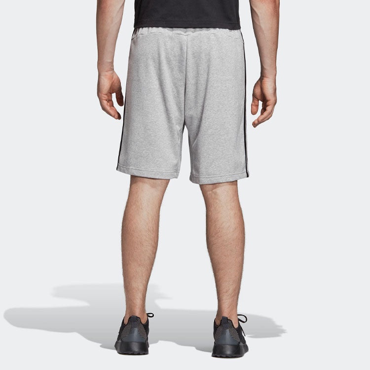 Men's adidas Stripe Logo Training Knit Casual Sports Shorts Gray DU7831 - 4