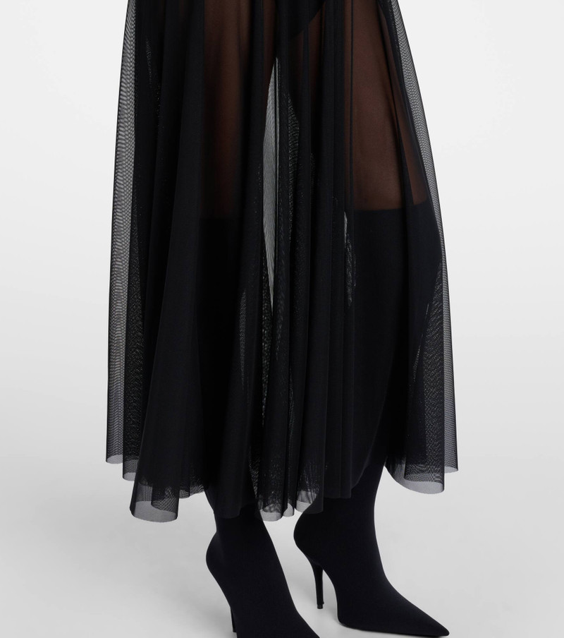 Sheer jersey and mesh midi dress 5