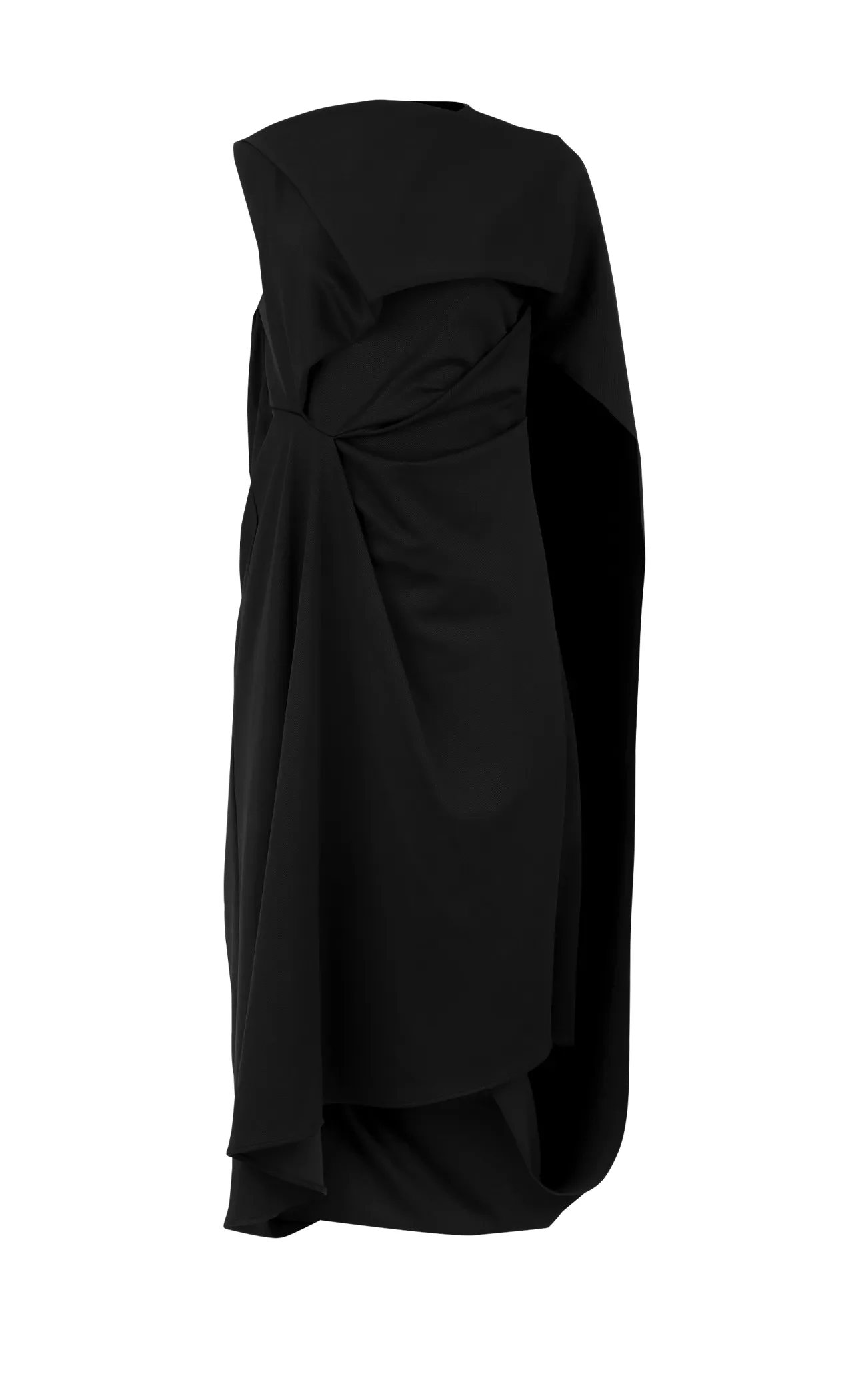 SIDE DRAPE DRESS BLACK - 1