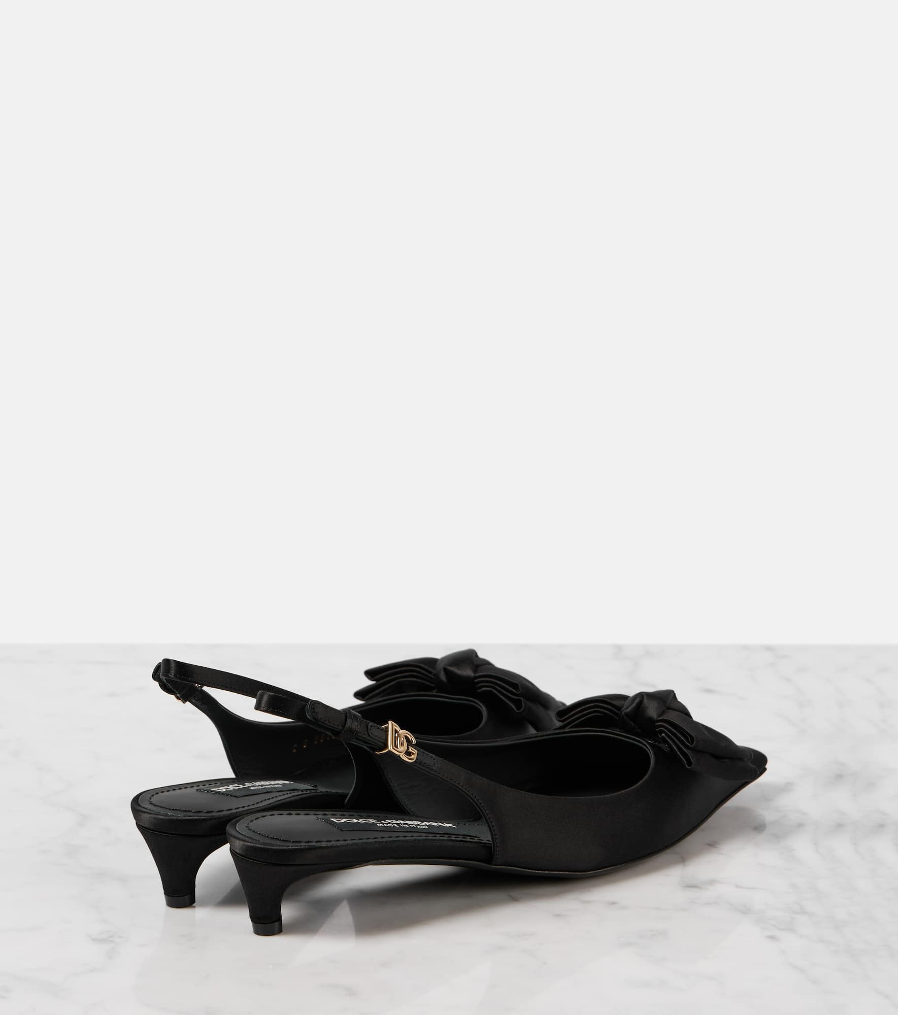 Bow-detail satin slingback pumps - 2