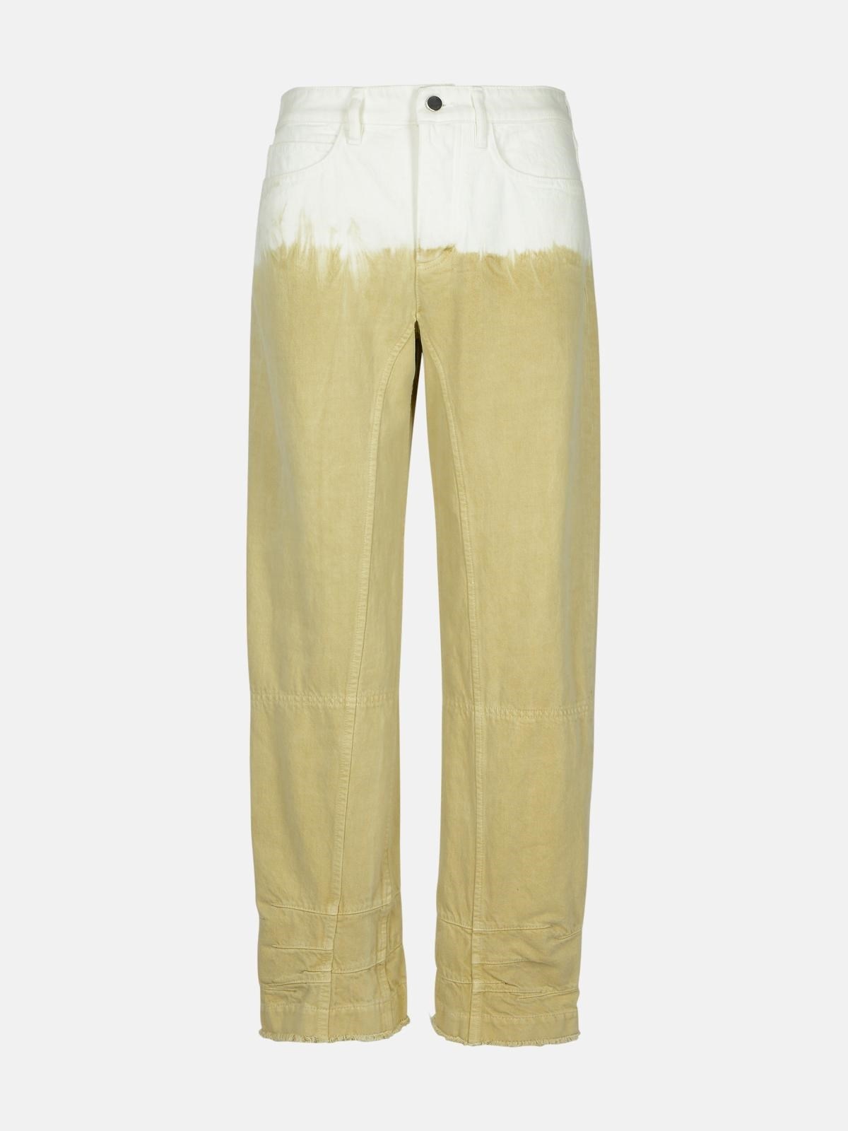 BEIGE COTTON JEANS - 1