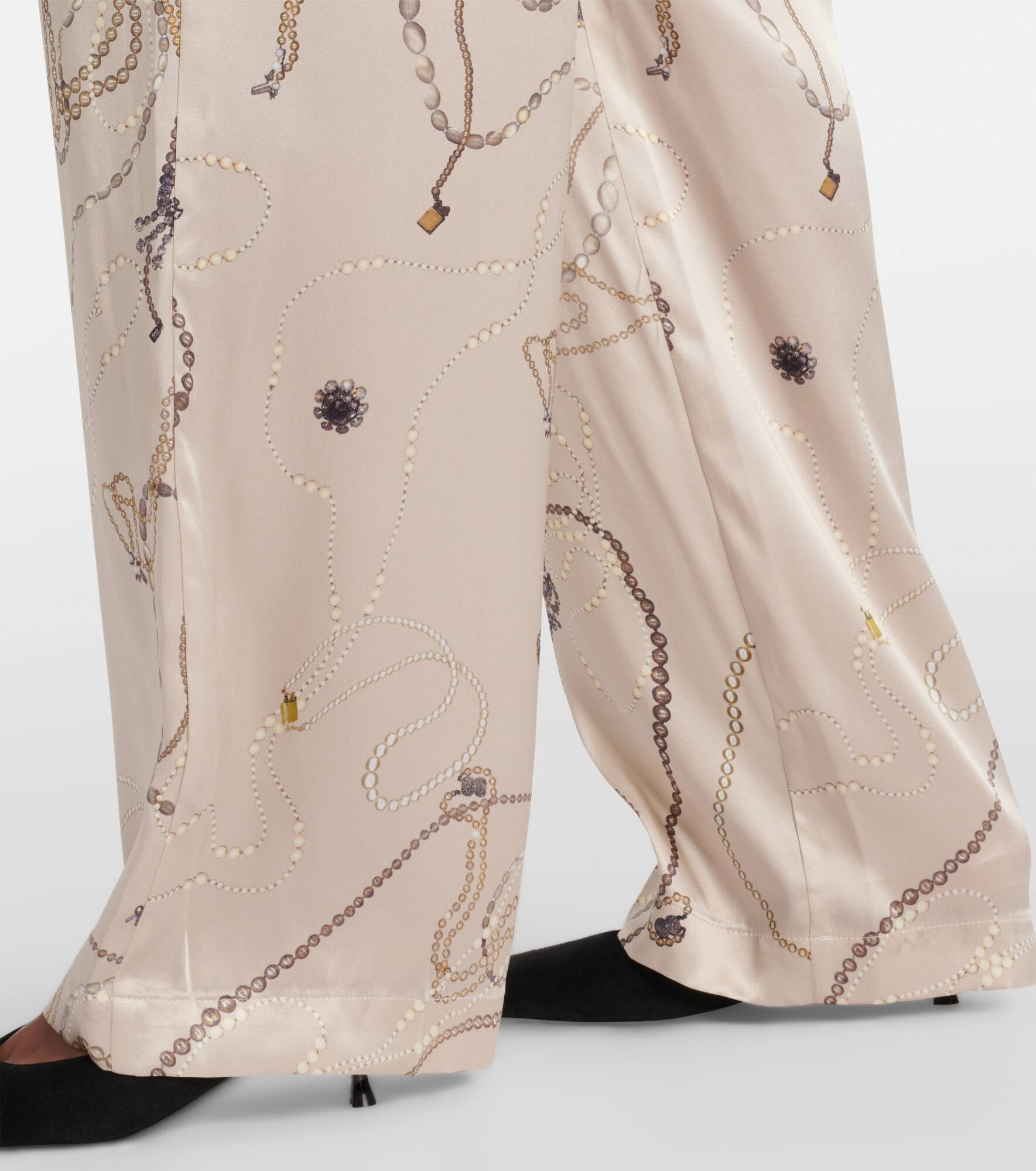 Printed silk satin pajama pants - 5