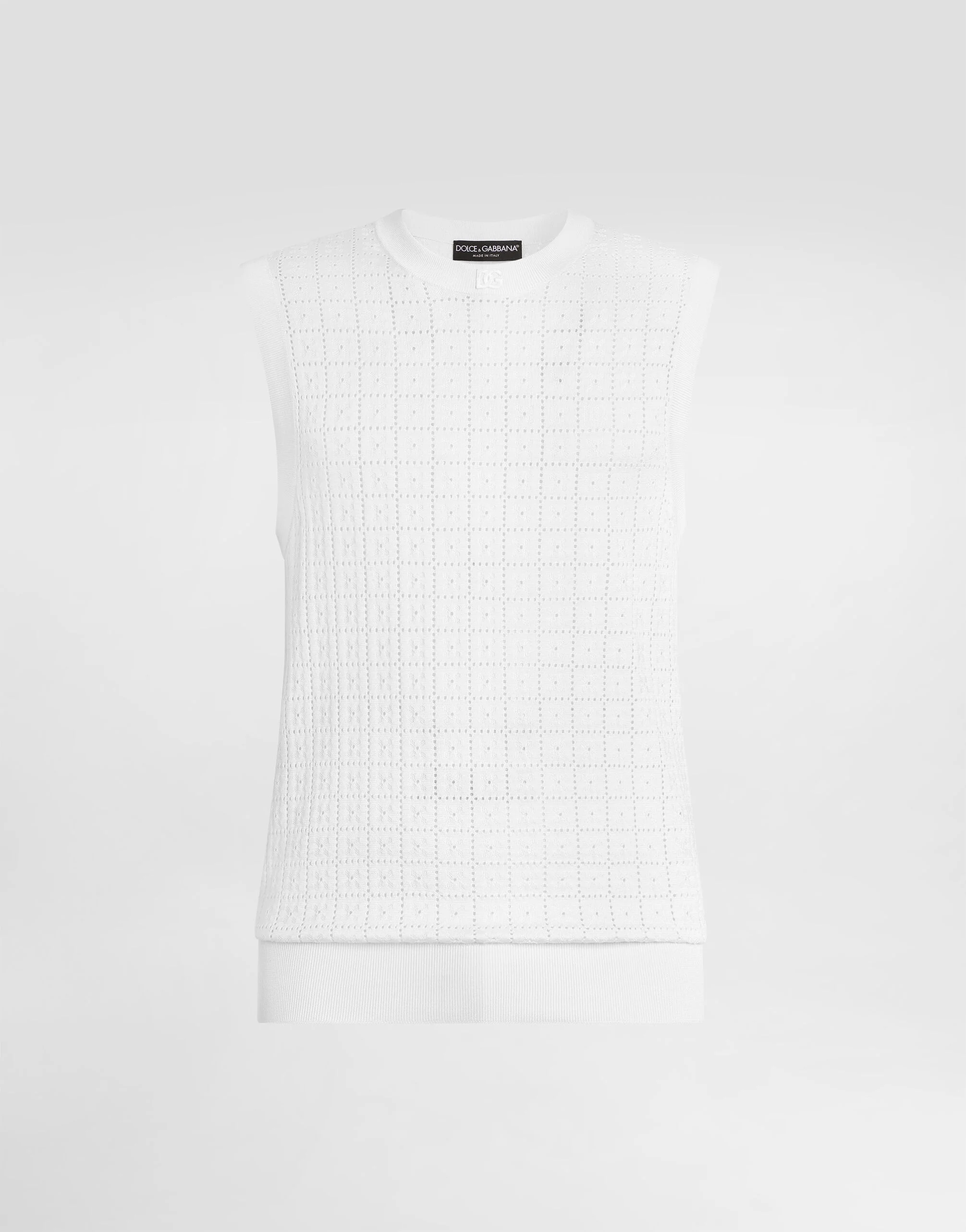 Logo-embroidered silk broderie anglaise tank pullover - 1