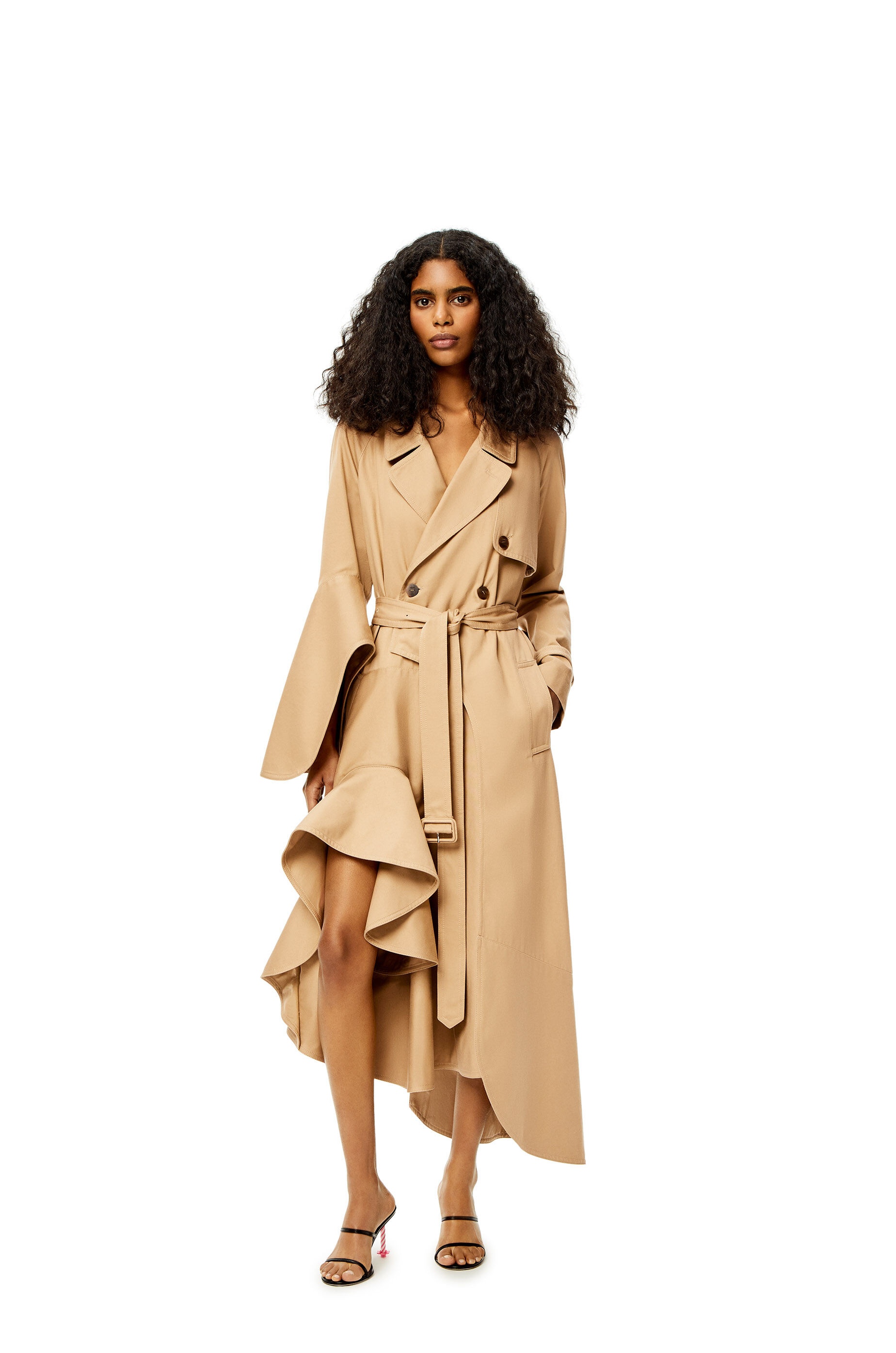 Ruffle trench coat in cotton - 2