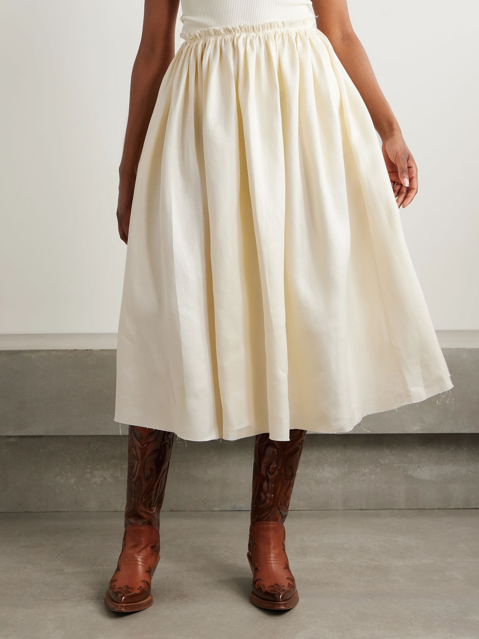 Chiara linen midi skirt Ivory - 3