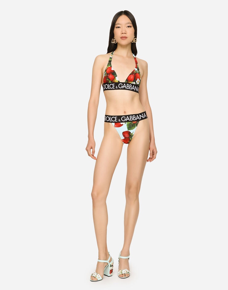 Strawberry-print triangle bikini - 2