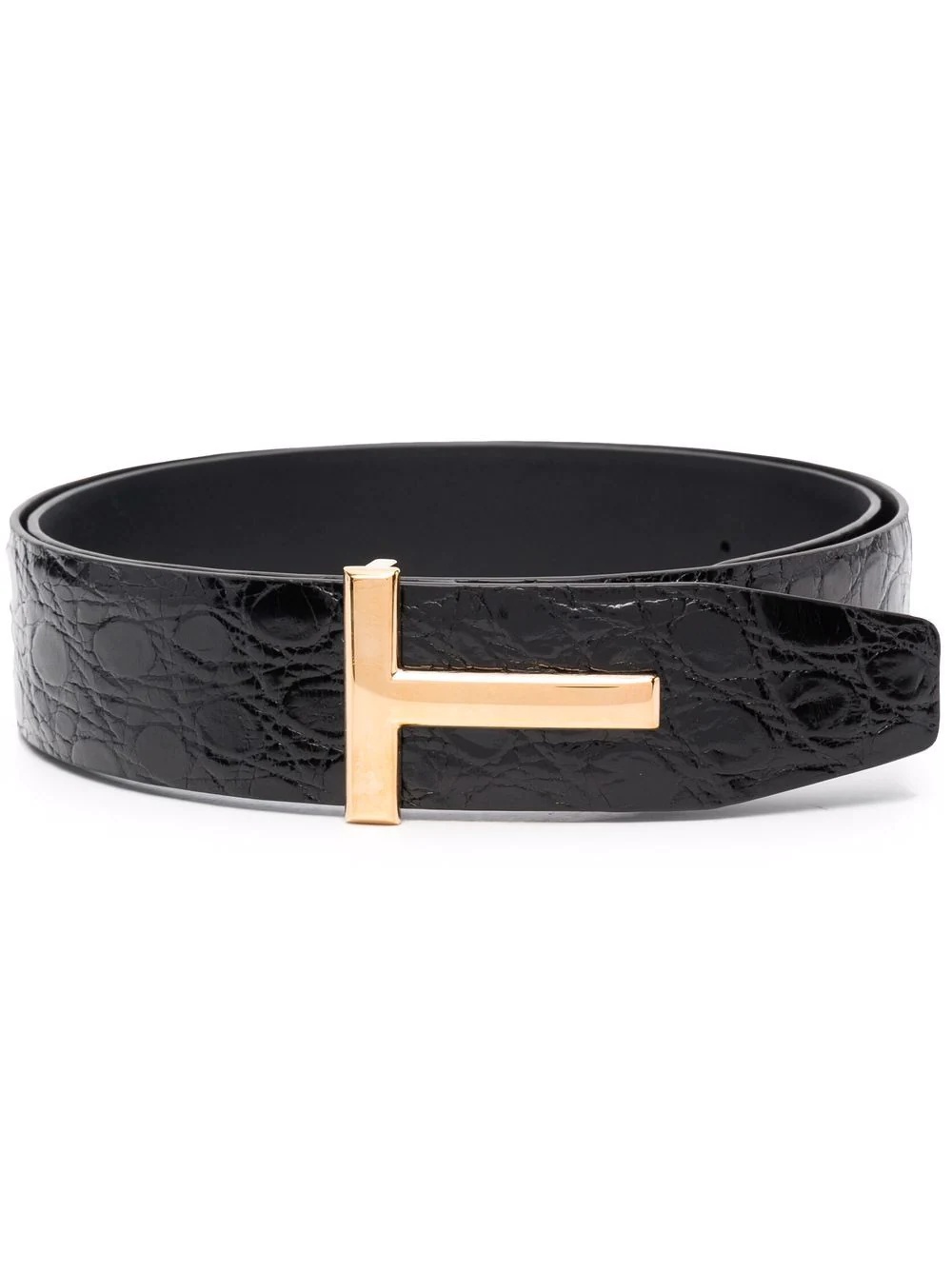 logo-buckle crocodile-effect belt - 1