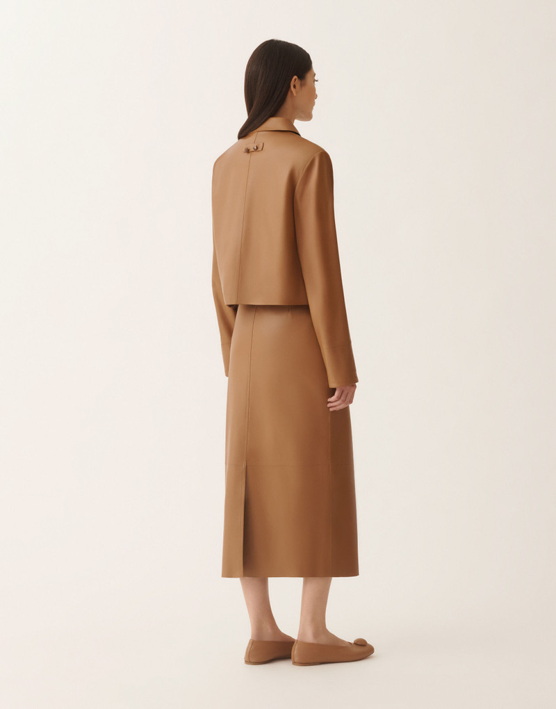 Boxy jacket in lissé nappa 4