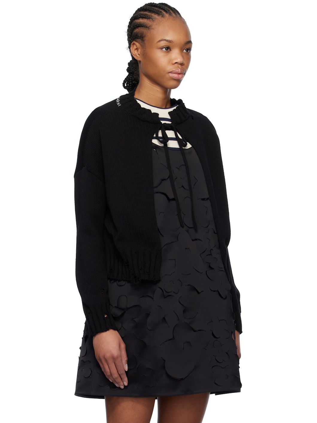 Black Worn Ribs Sweater - 2