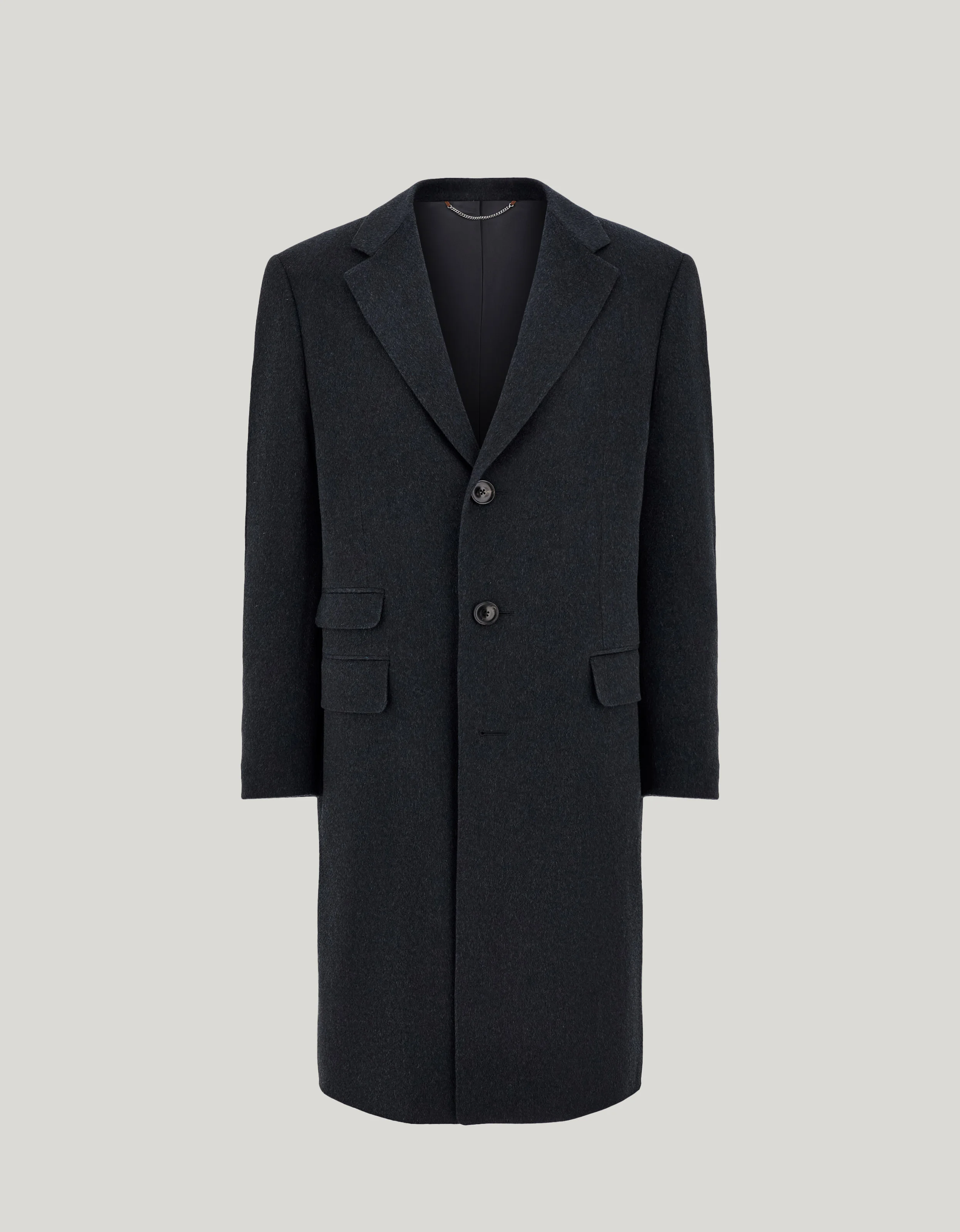 DARK GREEN CASHMERE SINGLE-BREASTED COAT - 1