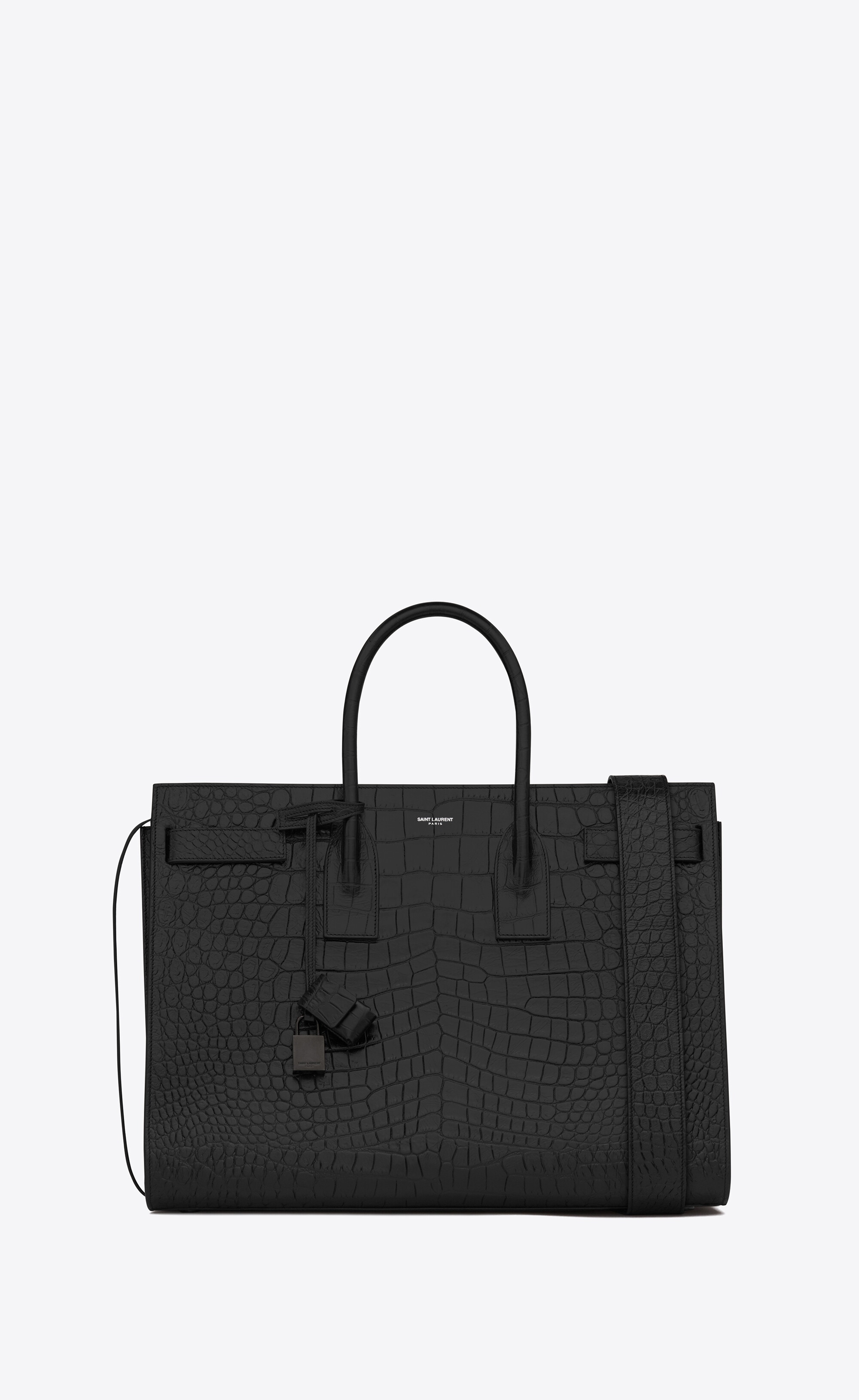 large sac de jour carry all bag in black crocodile embossed leather - 1