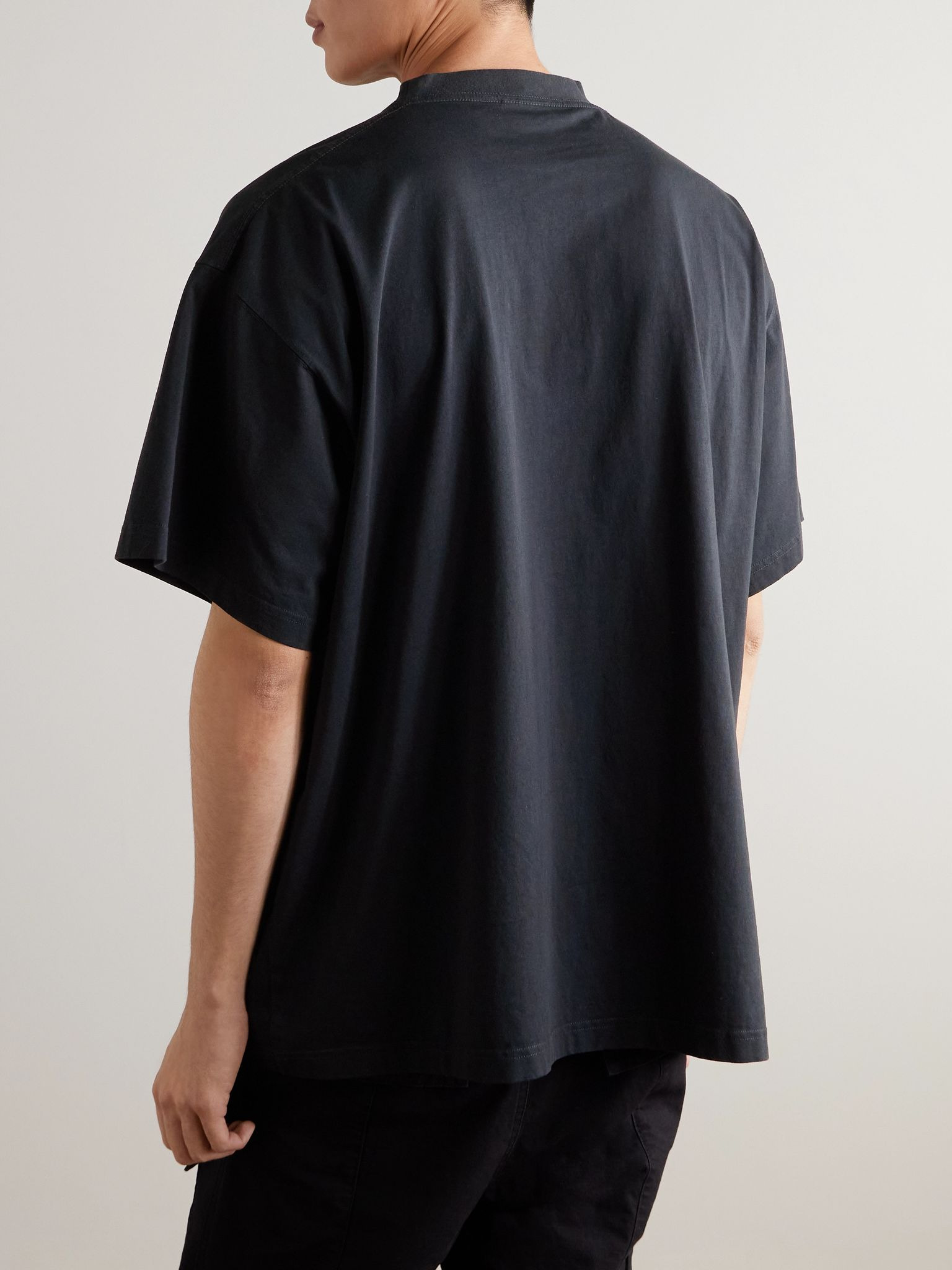 + Lamborghini Oversized Printed Cotton-Jersey T-Shirt Black - 4