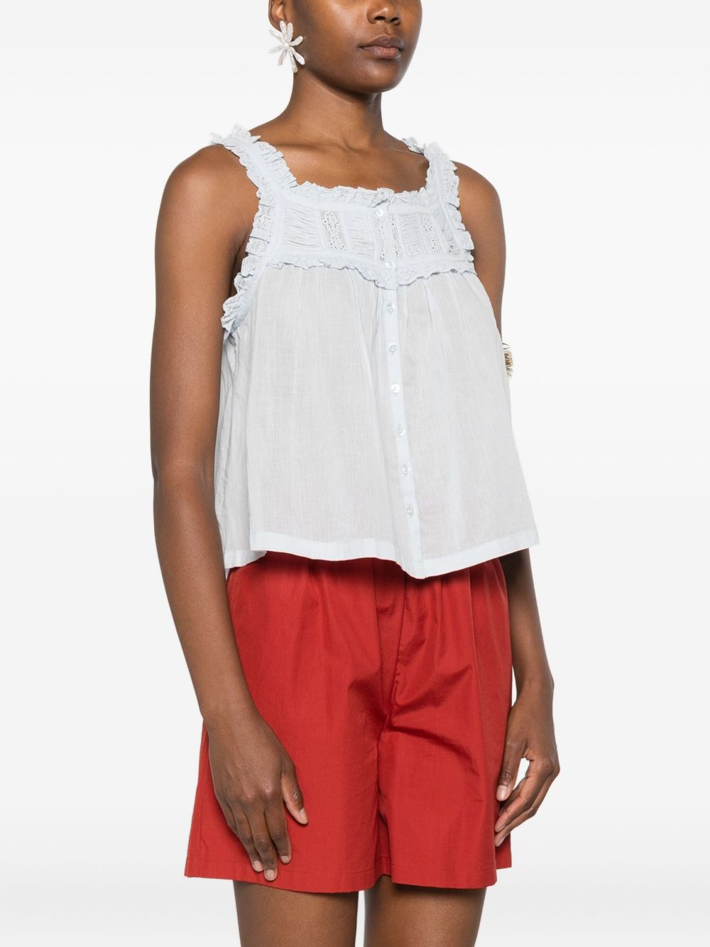 frill-trimmed button top - 3