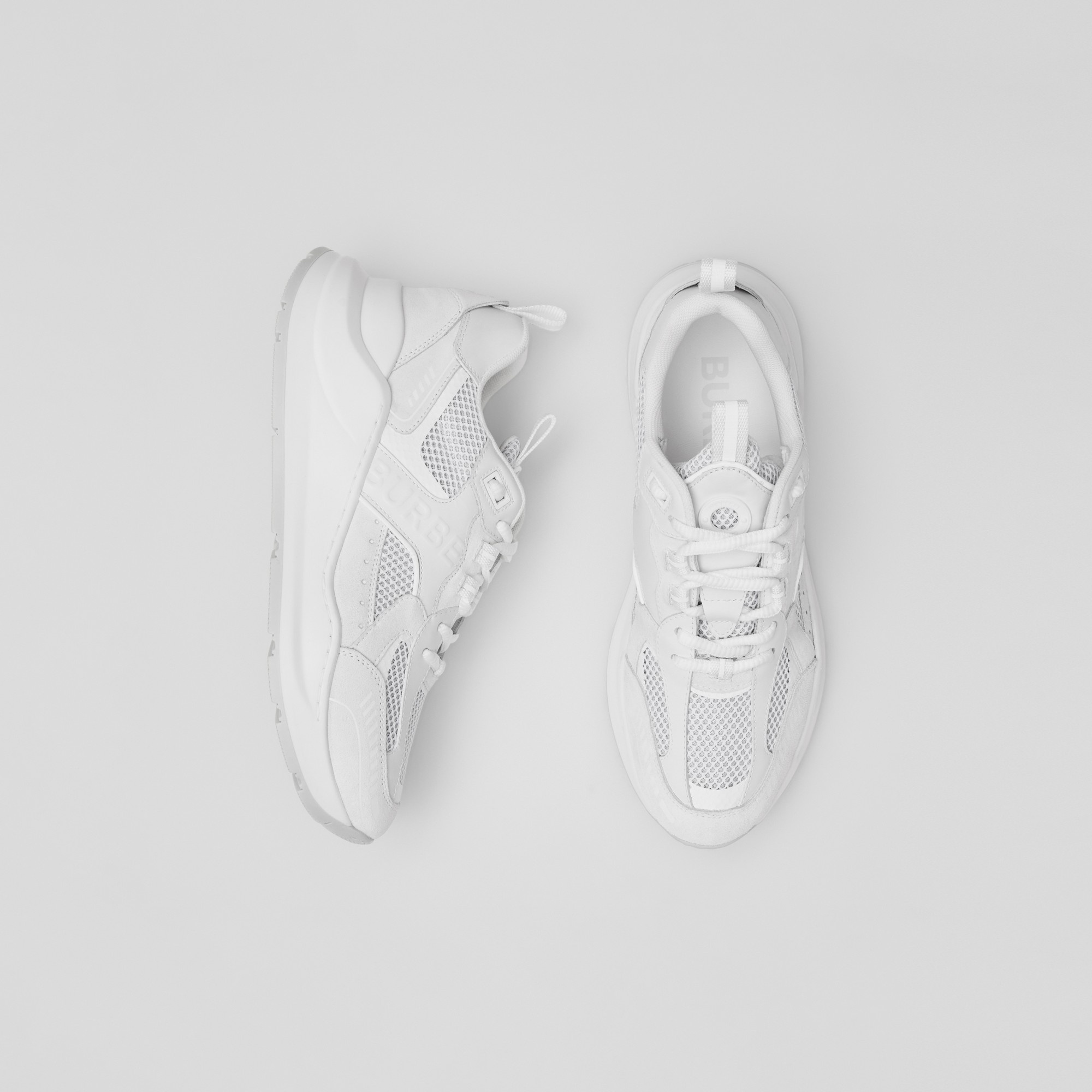 Logo Embossed Leather, Suede and Mesh Sneakers - 6