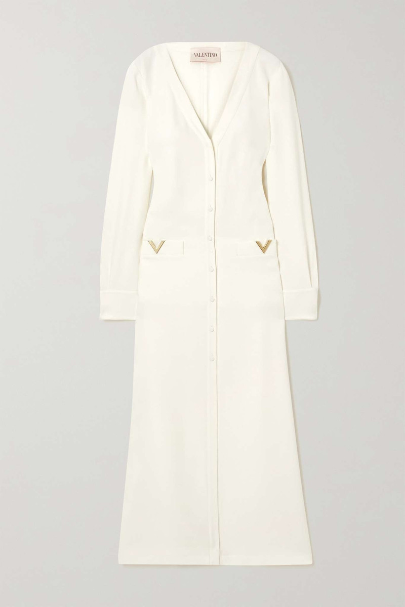 Embellished silk-crepe midi dress 1