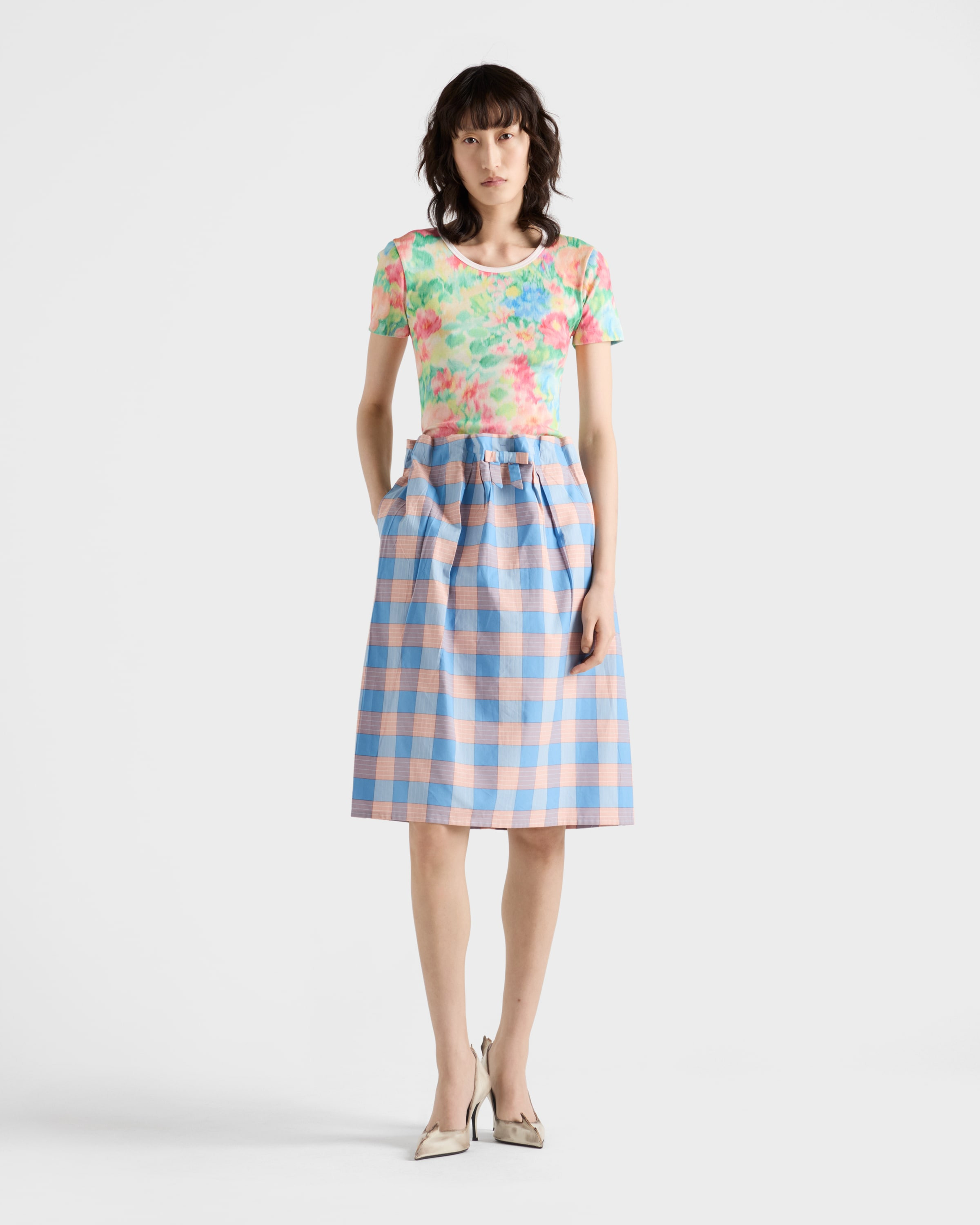 Checked poplin midi-skirt - 2
