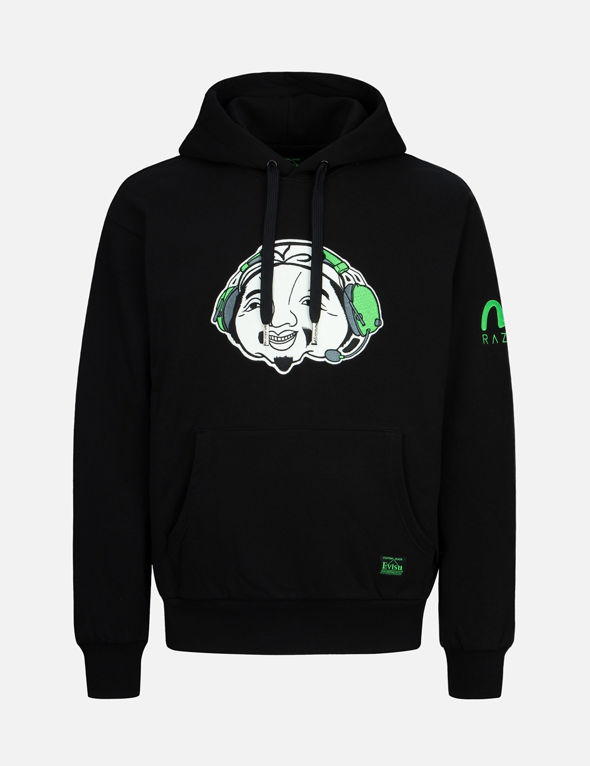 RAZER X EVISU GODHEAD AND SLOGAN EMBROIDERY HOODIE - 1
