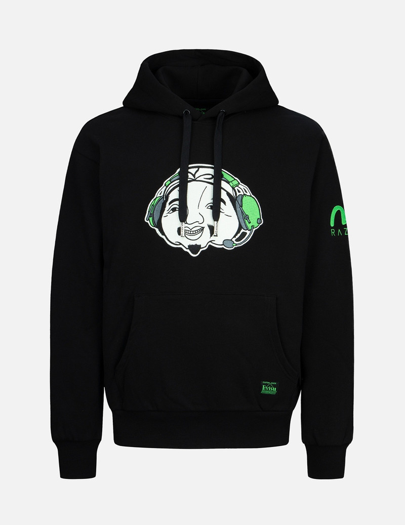 RAZER X EVISU GODHEAD AND SLOGAN EMBROIDERY HOODIE 1