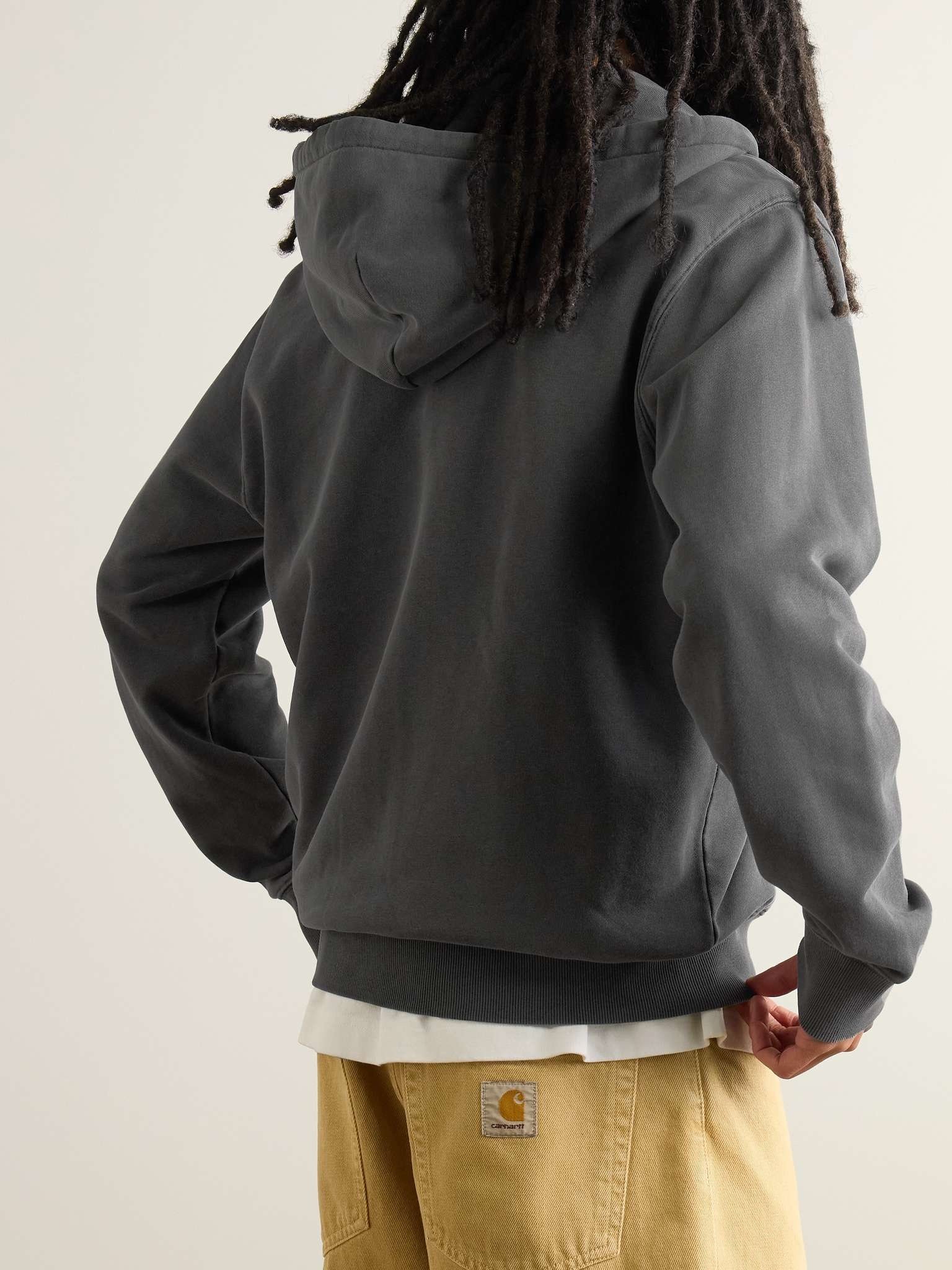 Duster Logo-Embroidered Garment-Dyed Cotton-Jersey Hoodie - 3