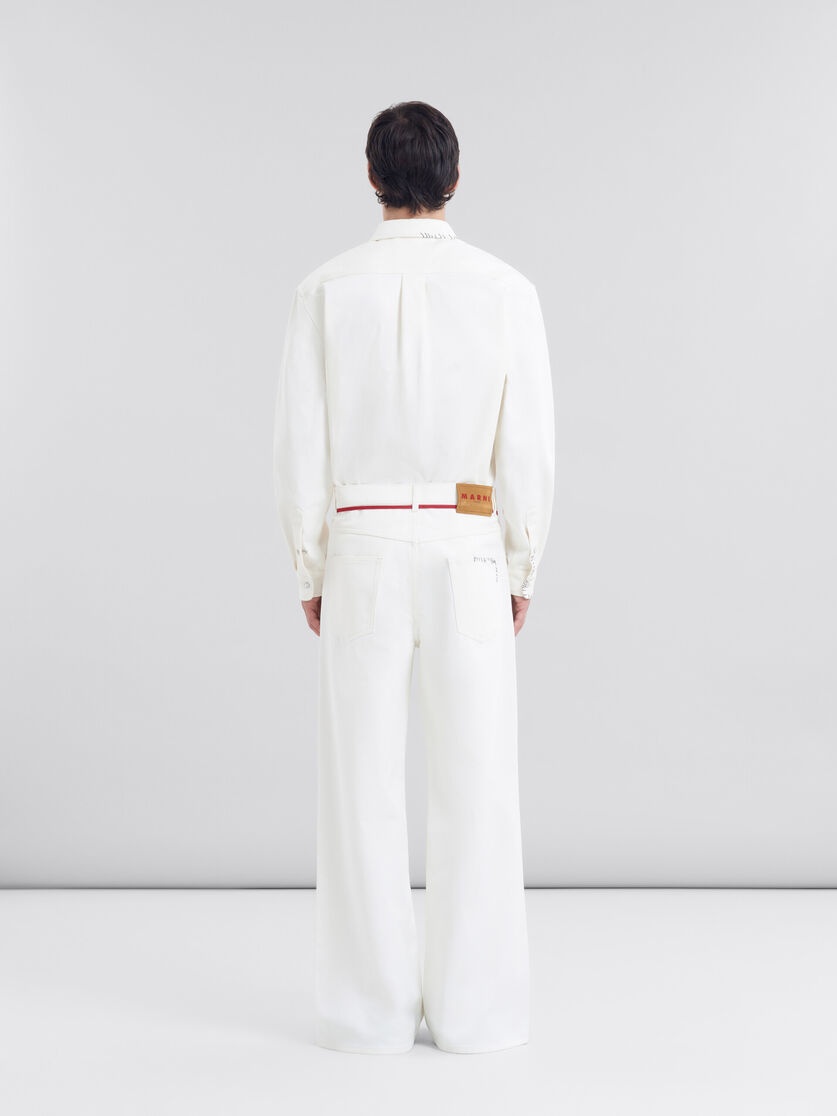 WHITE DRILL TROUSERS WITH MARNI MENDING - 3