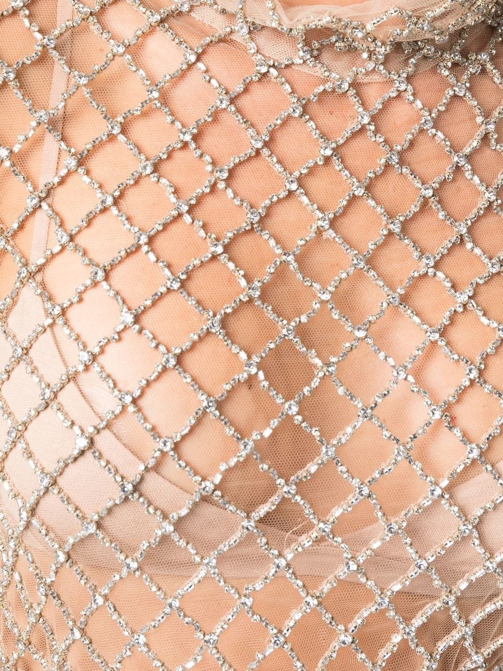 sheer crystal-embellished mesh top - 5