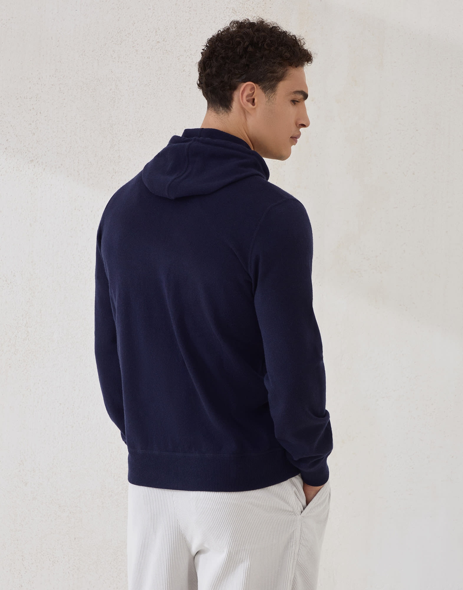 Cashmere sweatshirt-style cardigan with hood - 2