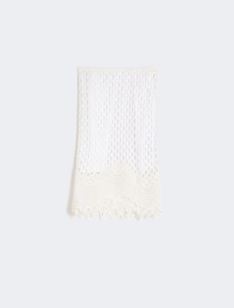 Sequinned mesh skirt - white - 1
