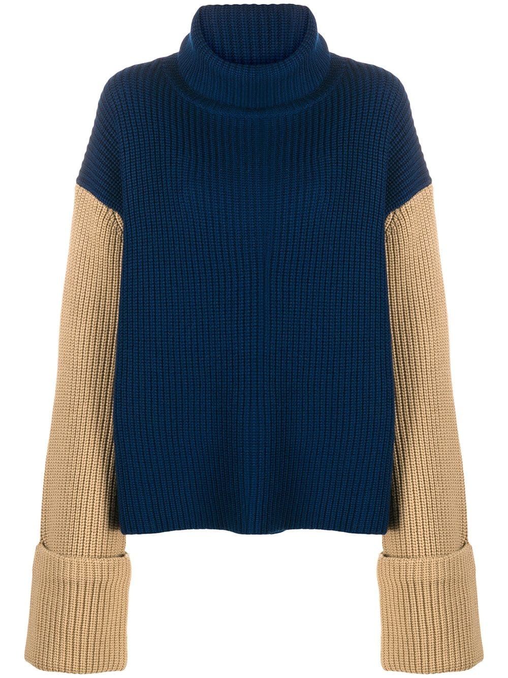 two-tone turtleneck jumper - 1