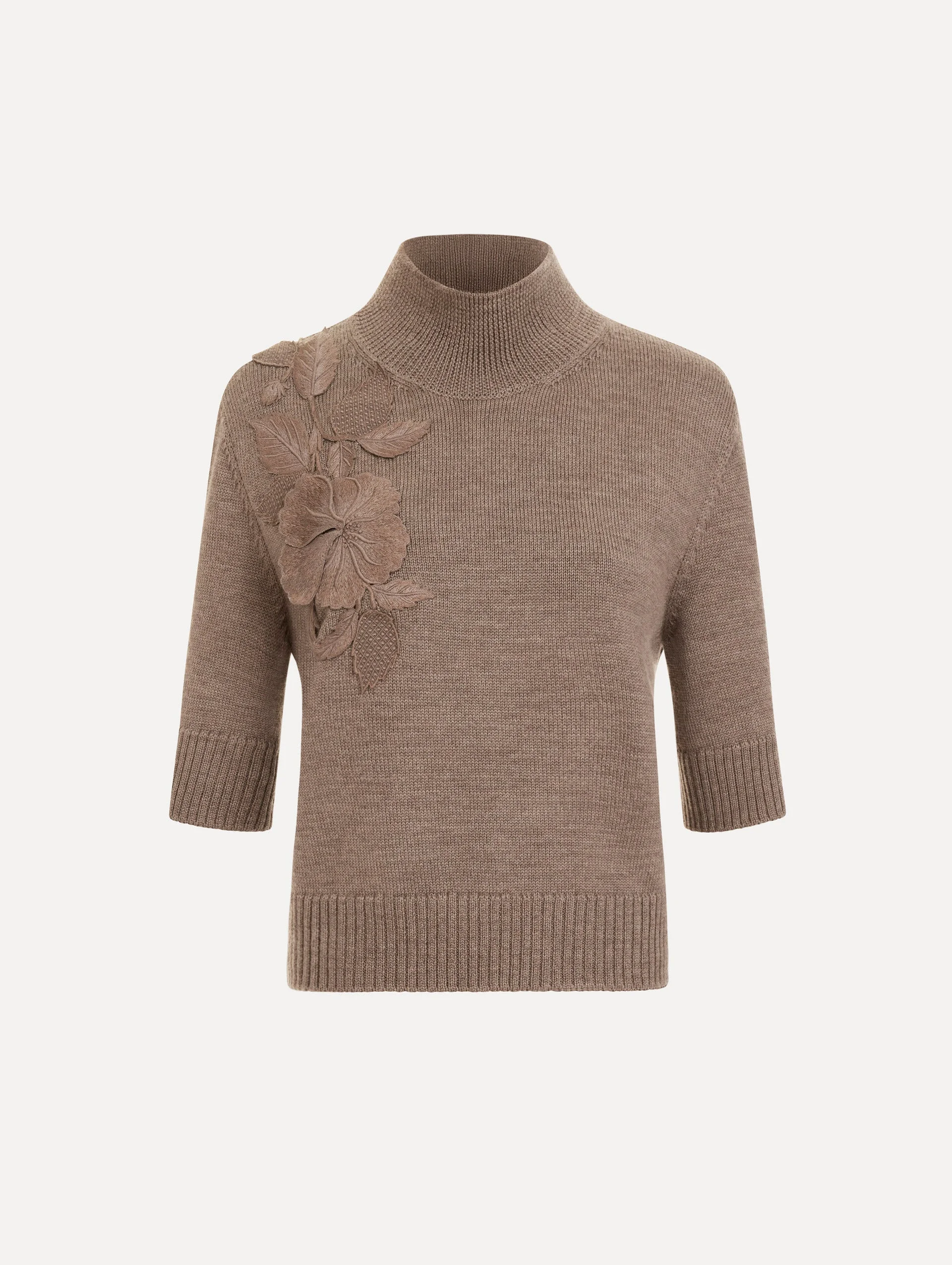HIBISCUS EMBROIDERED KNIT PULLOVER - 1